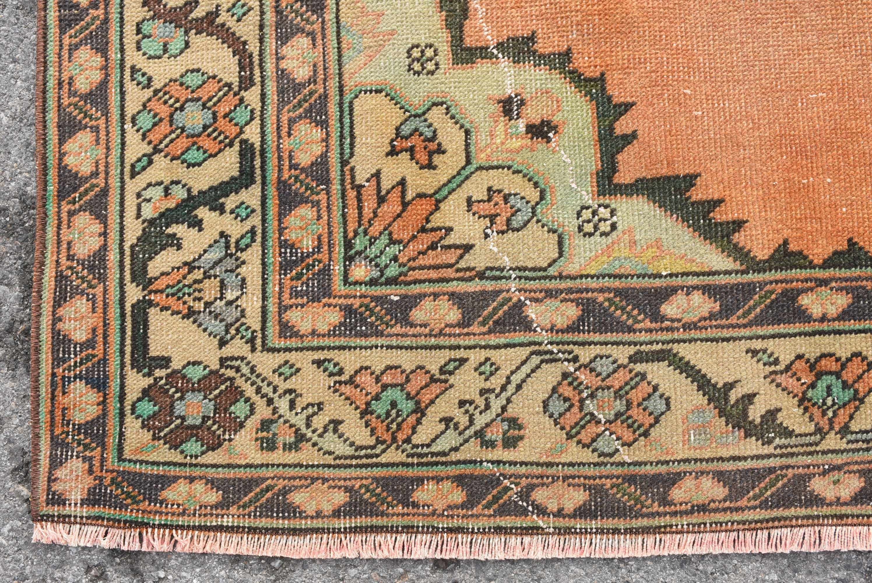 Orange Home Decor Rug, 4.4x10.5 ft Large Rugs, Antique Rugs, Living Room Rugs, Vintage Rug, Kitchen Rugs, Turkish Rugs, Dining Room Rug