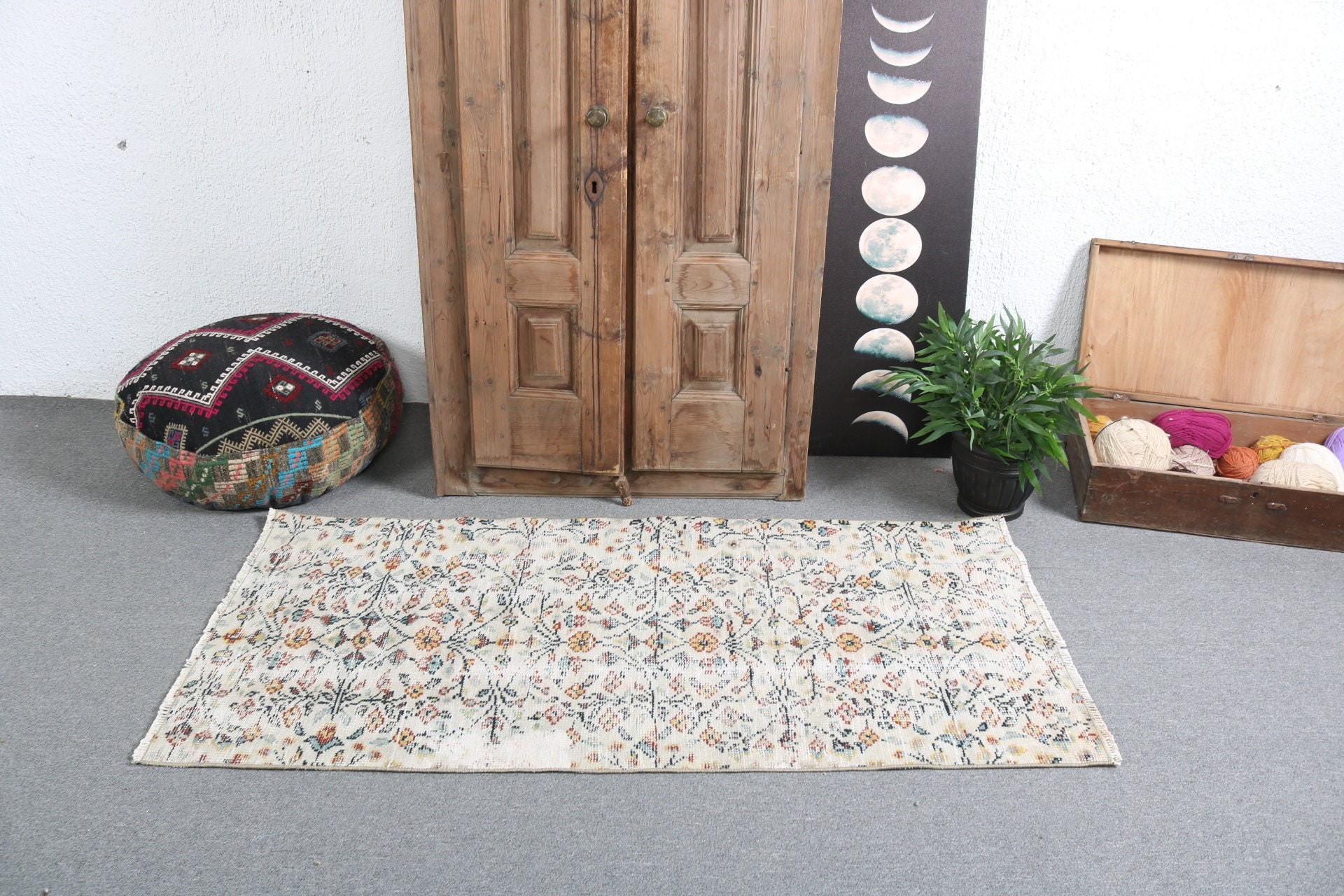 Bej Düz Dokuma Halılar, Antika Halılar, Türk Halısı, Vintage Halılar, Giriş Halısı, 2,6x5,4 ft Küçük Halı, Araba Paspas Halısı, Banyo Halıları, Mutfak Halısı