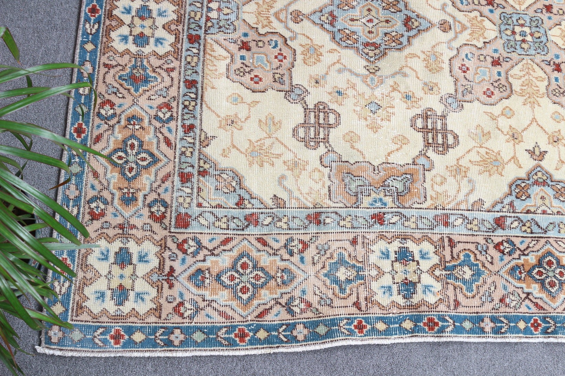 Yer Halısı, Türk Halıları, Bej 6.4x10.1 ft Büyük Halılar, Yatak Odası Halısı, Ev Dekor Halıları, Oturma Odası Halısı, Sanat Halıları, Vintage Halılar