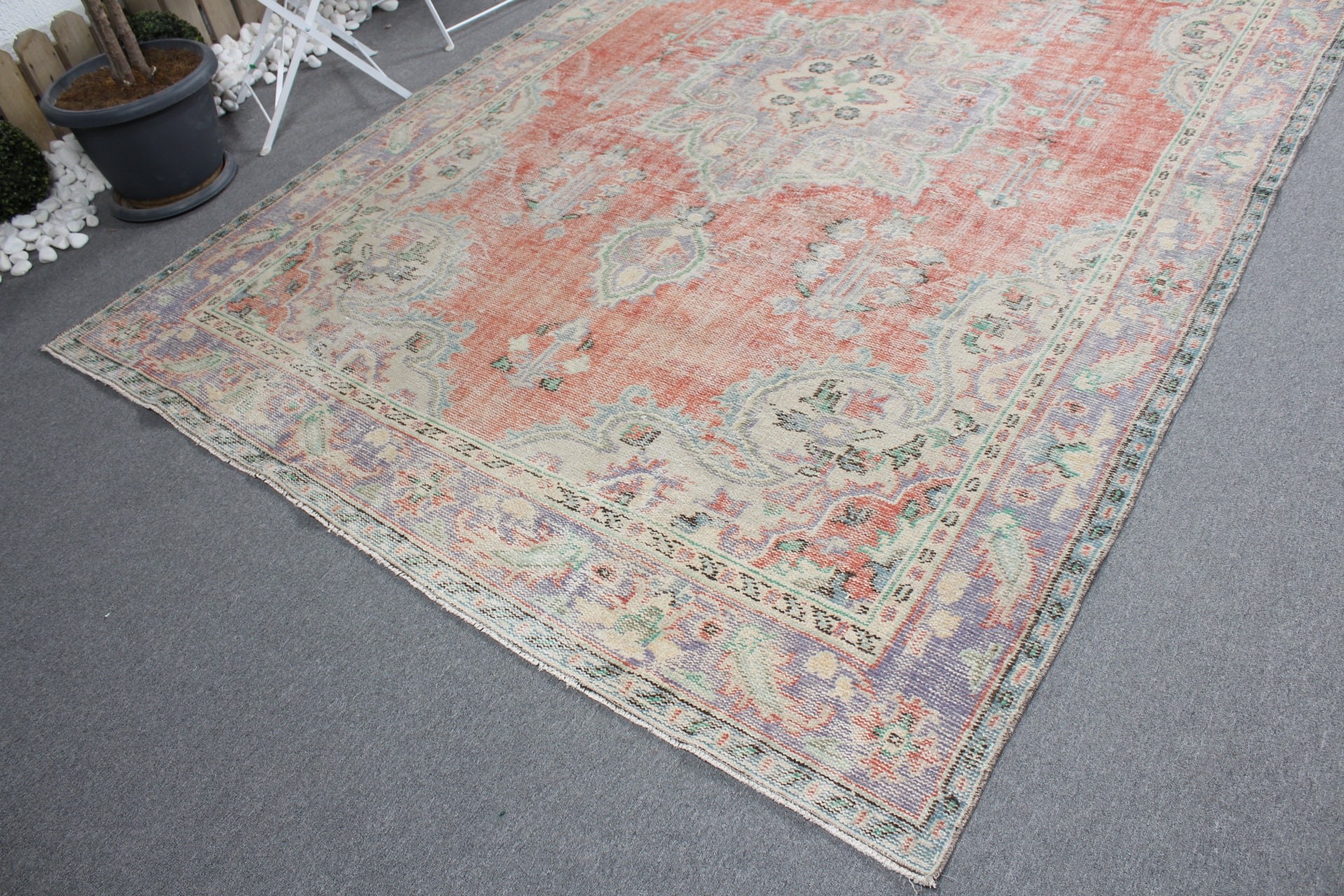 Vintage Decor Rug, Saloon Rug, Oriental Rug, Turkish Rugs, Salon Rugs, Red Cool Rug, Vintage Rug, 6.7x10.5 ft Oversize Rugs, Oushak Rugs