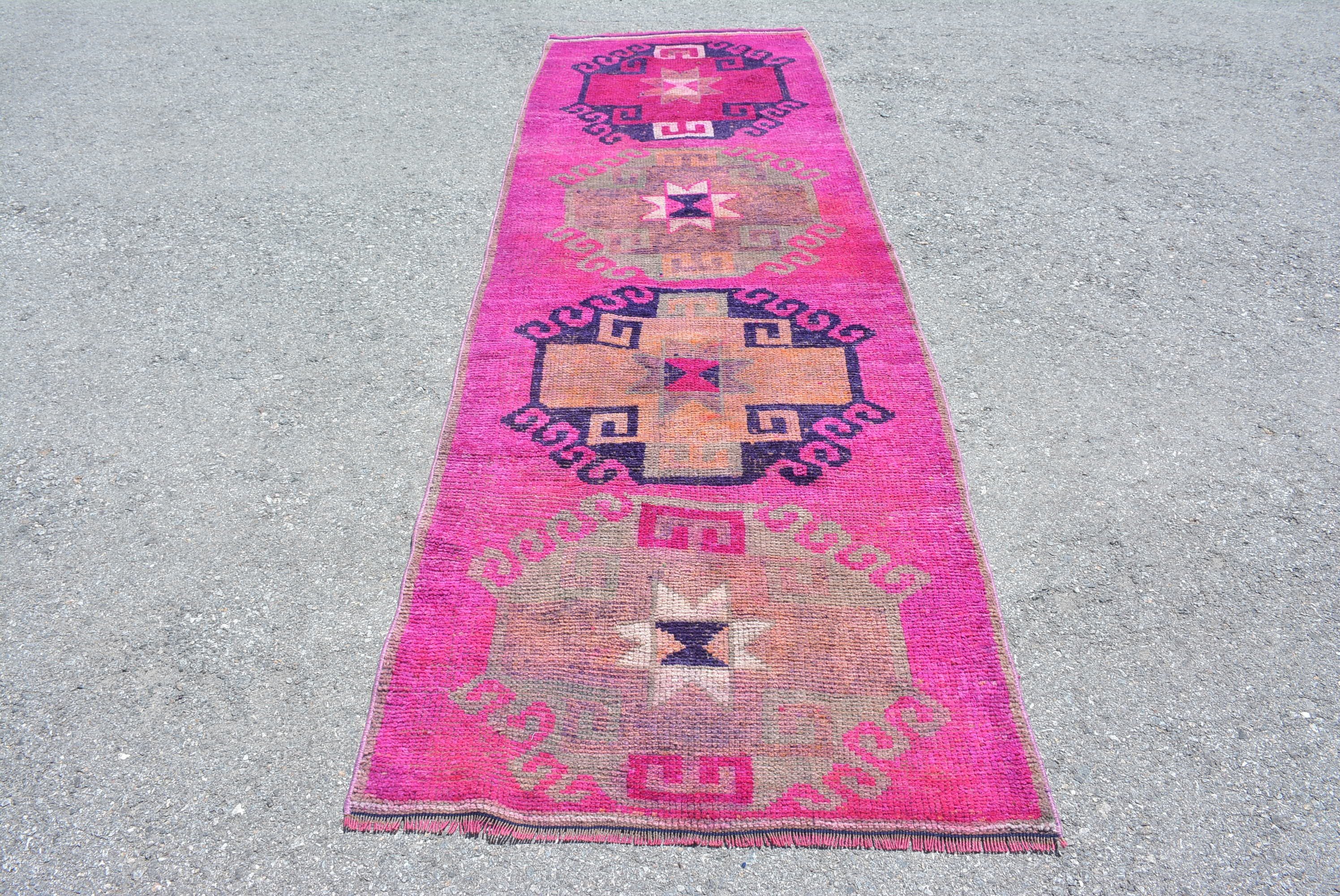 Merdiven Halıları, Oushak Halısı, Vintage Halılar, 3,3x10,4 ft Koşucu Halısı, Renkli Halı, Çiftlik Evi Dekor Halısı, Türk Halısı, Koridor Halısı, Koridor Halısı