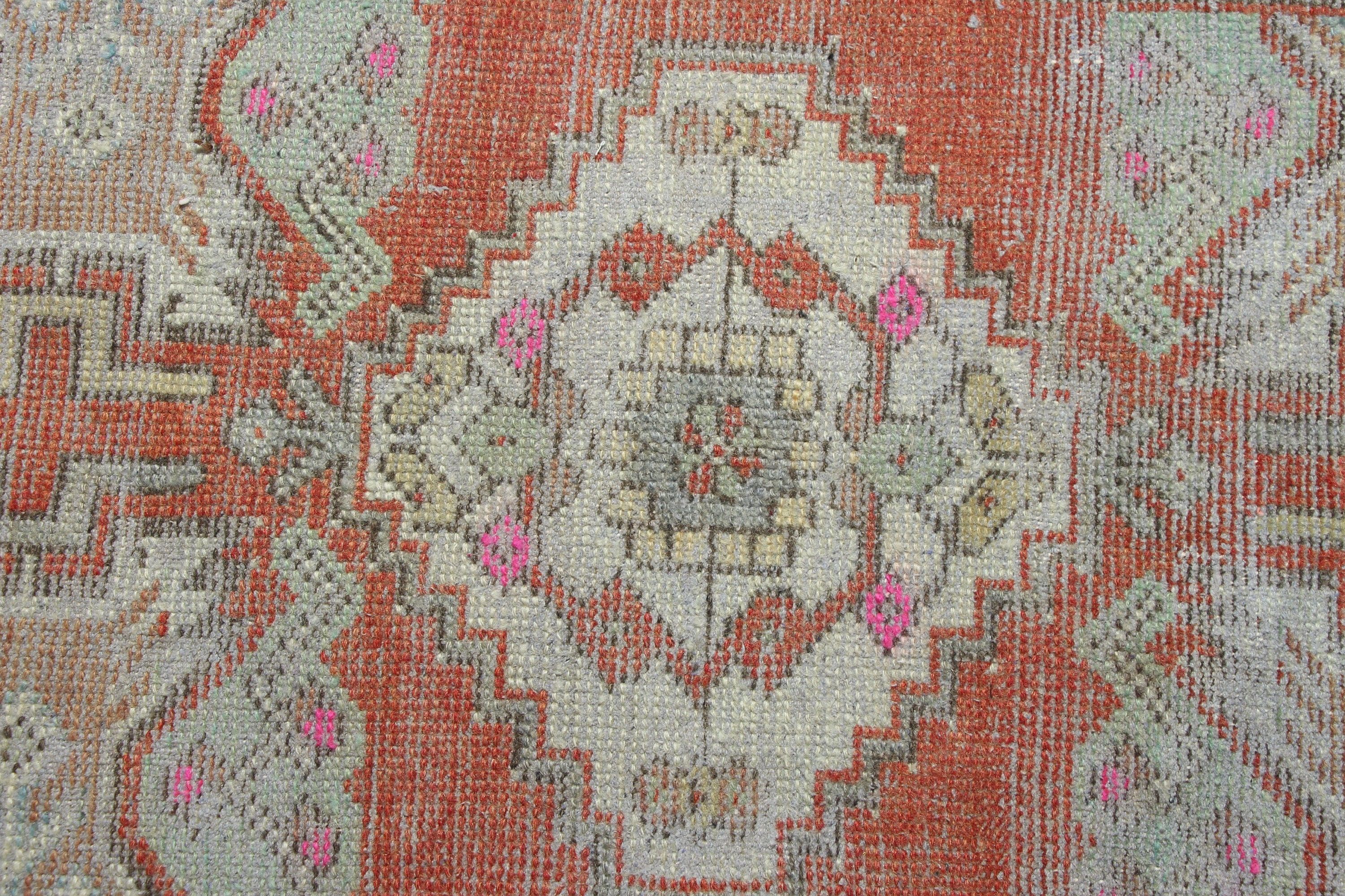 Turkish Rugs, Vintage Rug, Kitchen Rugs, Orange Floor Rug, Door Mat Rug, Floor Rug, 1.7x2.9 ft Small Rug, Rugs for Bedroom, Bedroom Rug