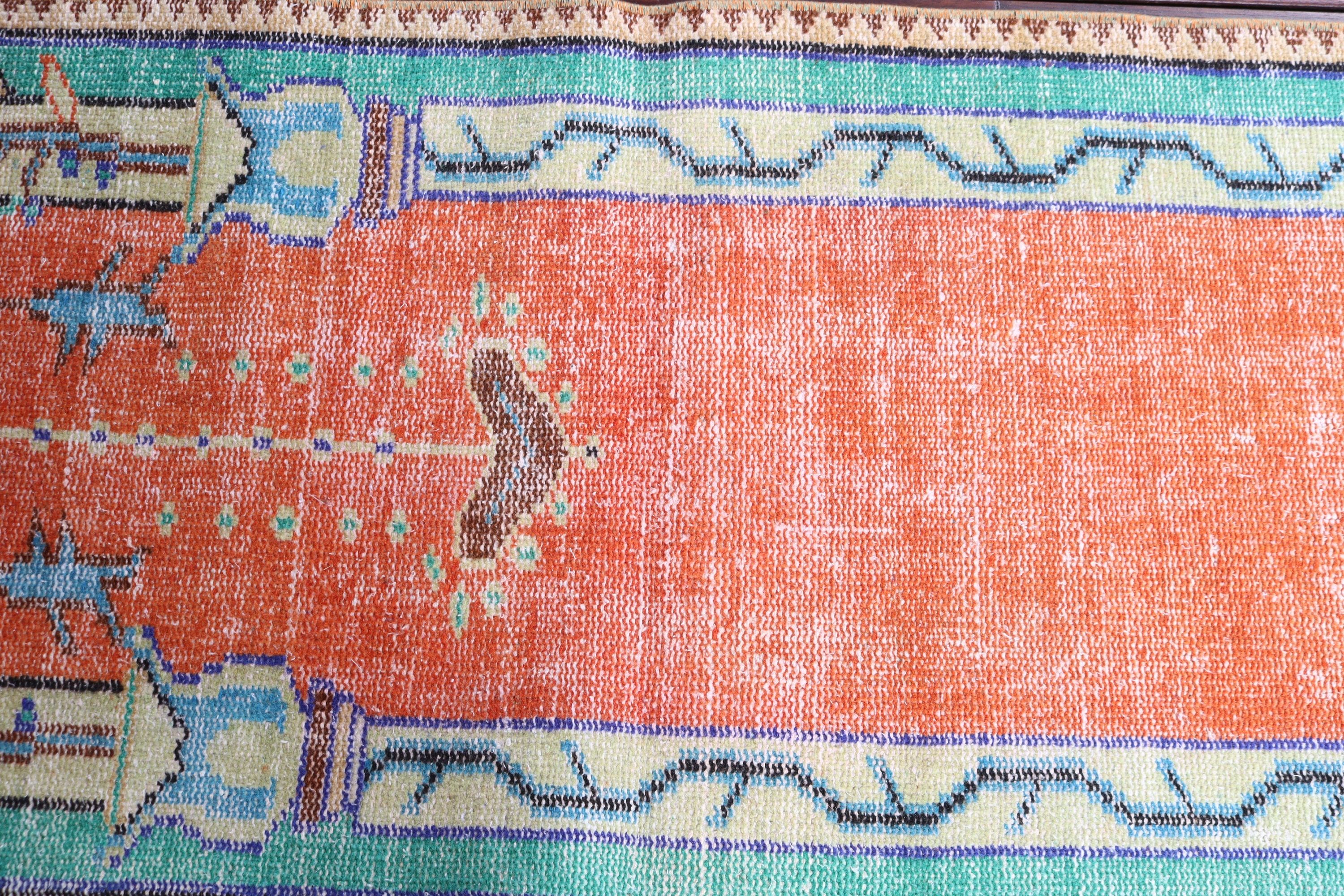 2.1x4.4 ft Small Rug, Orange Bedroom Rug, Vintage Rugs, Bath Rug, Boho Rugs, Handwoven Rug, Rugs for Nursery, Door Mat Rug, Turkish Rug