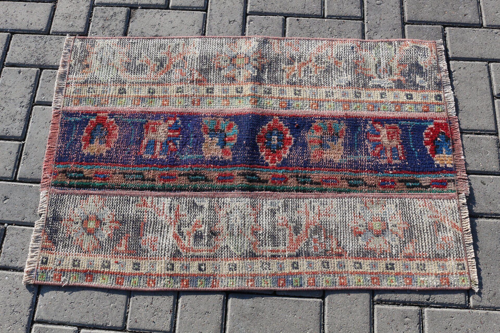 Blue  2x3 ft Small Rug, Wool Rug, Nursery Rugs, Vintage Rug, Rugs for Wall Hanging, Turkish Rug, Cool Rugs, Door Mat Rugs