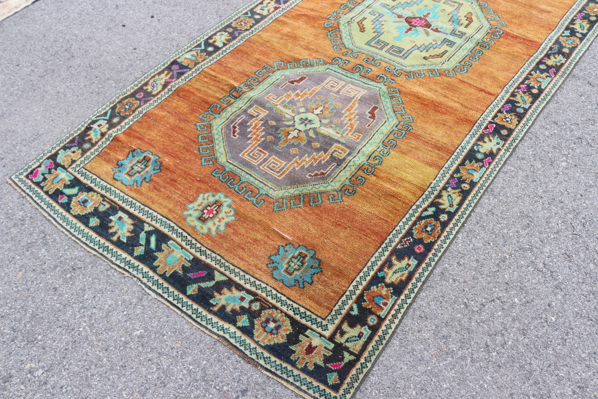 Orange Floor Rugs, Turkish Rugs, Dining Room Rug, 4.8x10.3 ft Large Rugs, Bedroom Rug, Home Decor Rug, Vintage Rug, Boho Rugs, Moroccan Rug