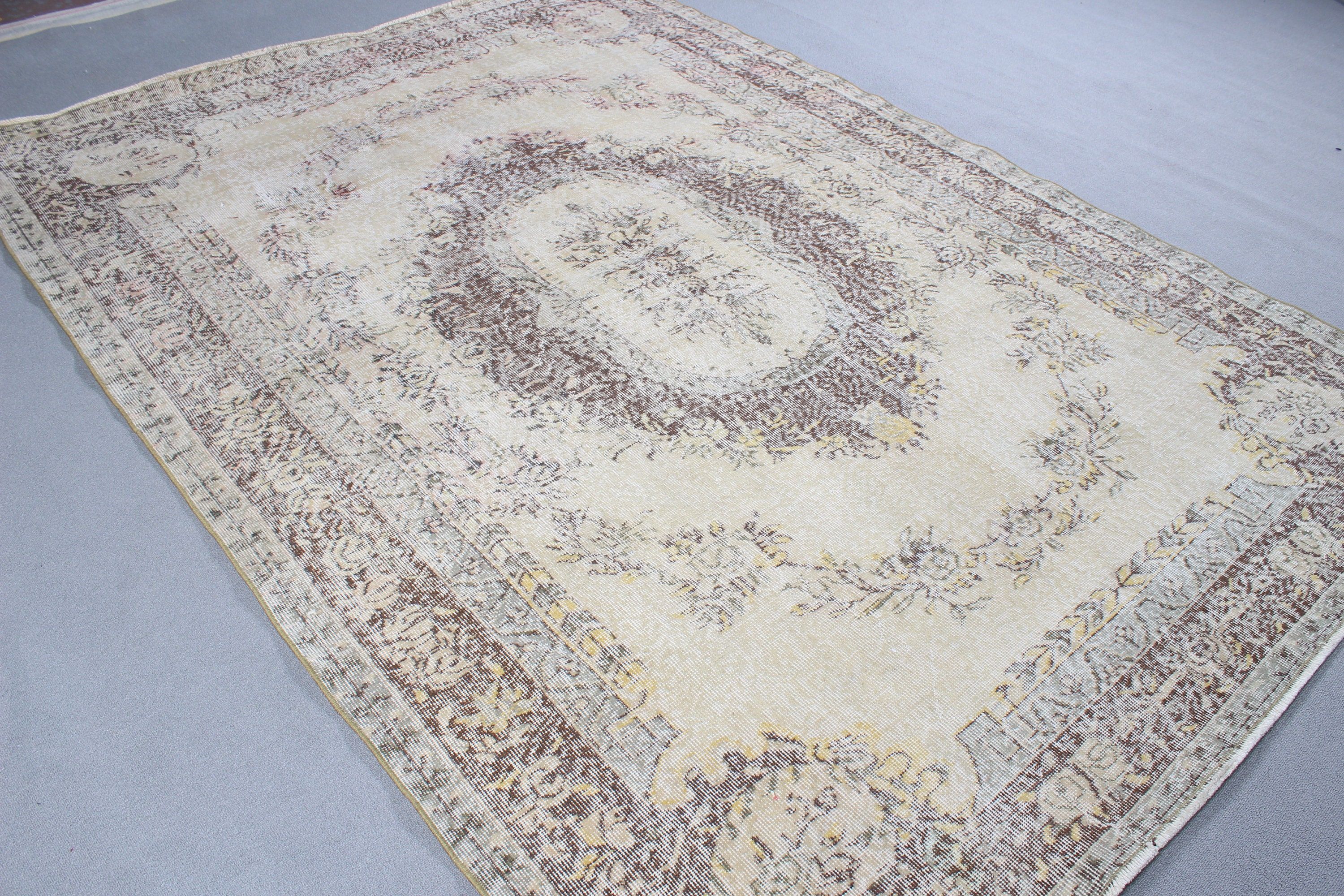 Luxury Rugs, Salon Rugs, Living Room Rugs, 6.7x9.3 ft Large Rugs, Turkish Rugs, Moroccan Rug, Vintage Rugs, Neutral Rugs, Beige Boho Rugs