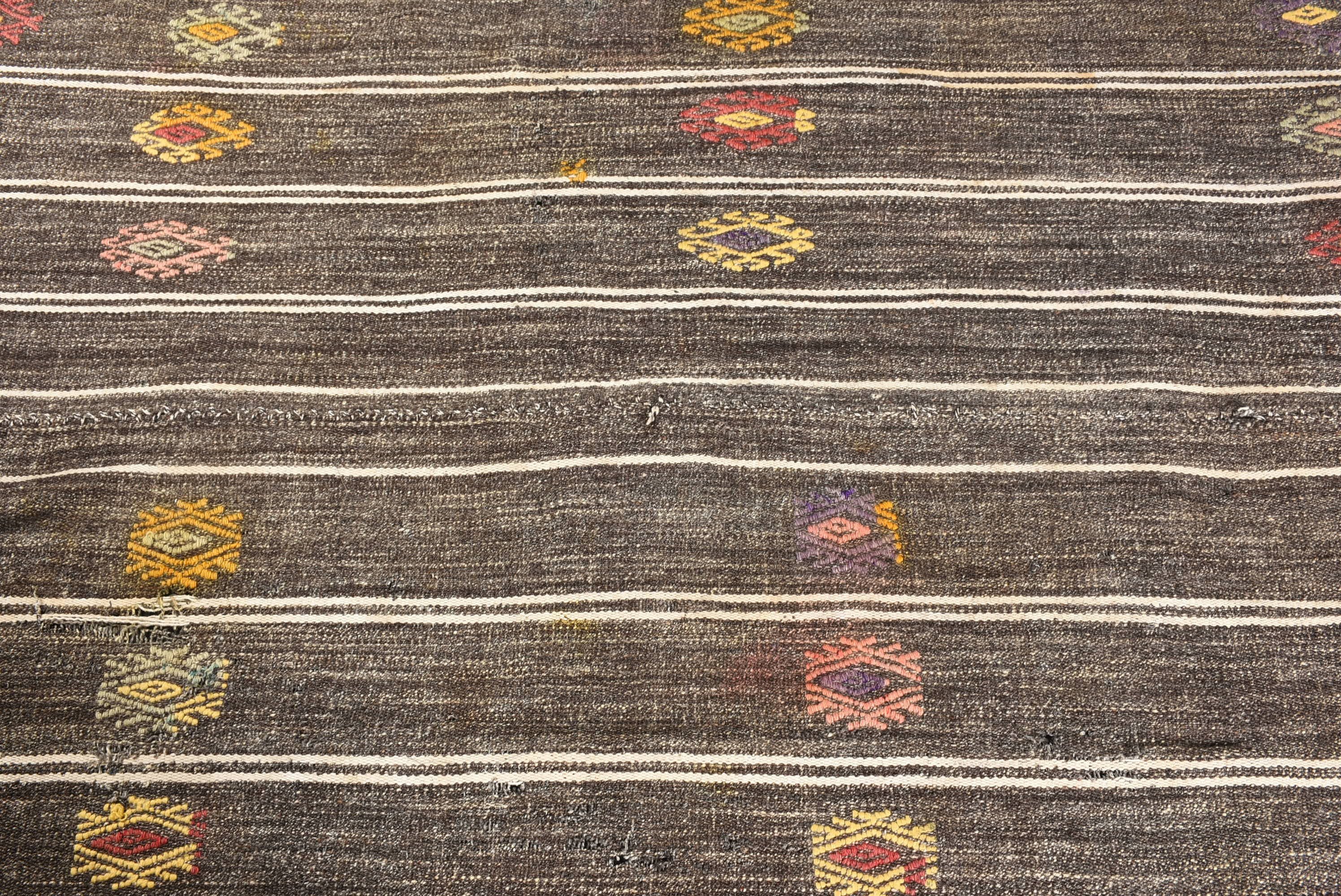 Yün Halı, El Yapımı Halılar, Kahverengi 3,8x6,7 ft Alan Halıları, Türk Halıları, Mutfak Halısı, Kilim, Ev Halısı, Anadolu Halısı, Vintage Halı