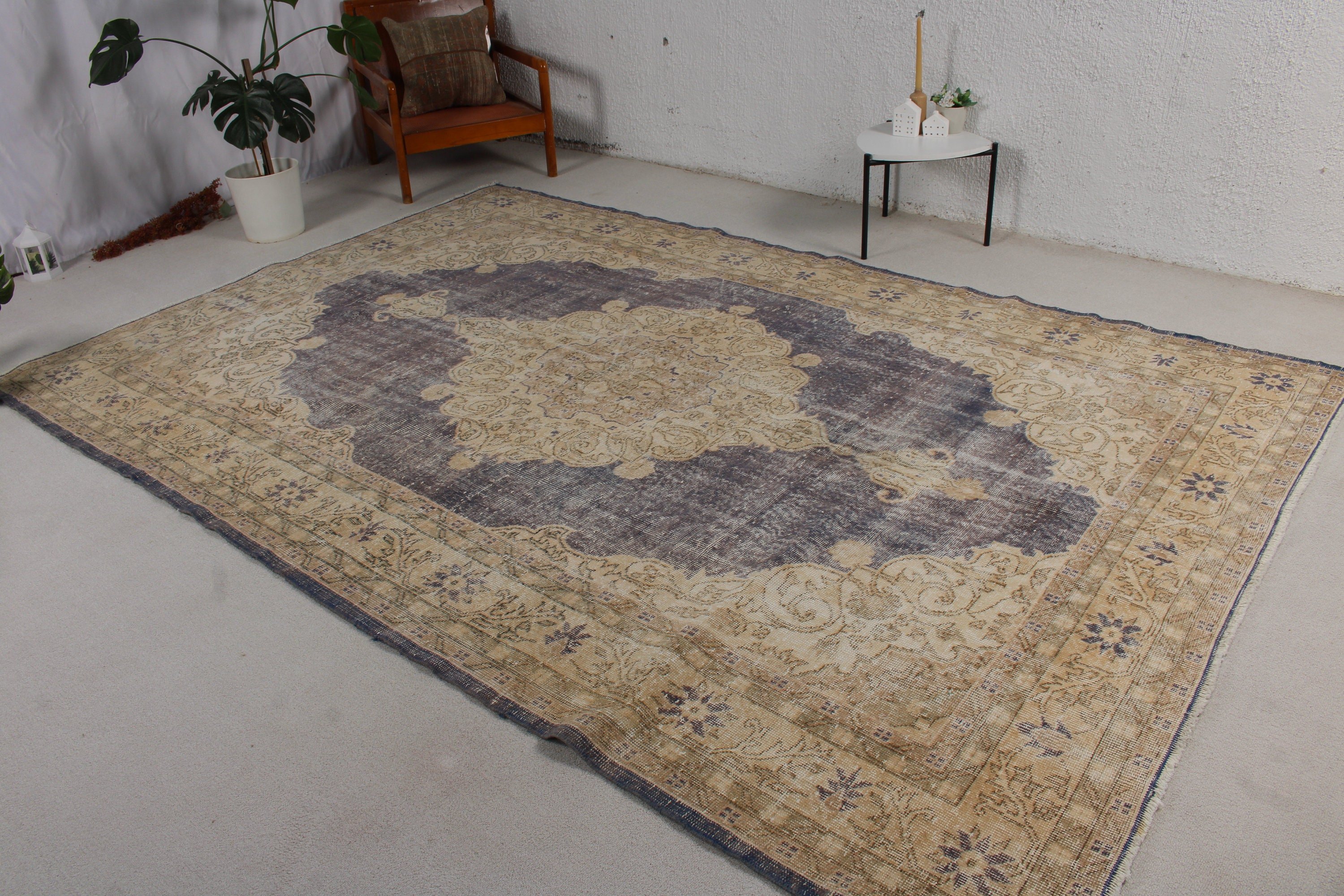 Modern Rugs, Vintage Rug, Oversize Turkish Rugs, 7.2x10.8 ft Oversize Rug, Organic Rugs, Handwoven Rug, Turkish Rugs, Beige Cool Rug