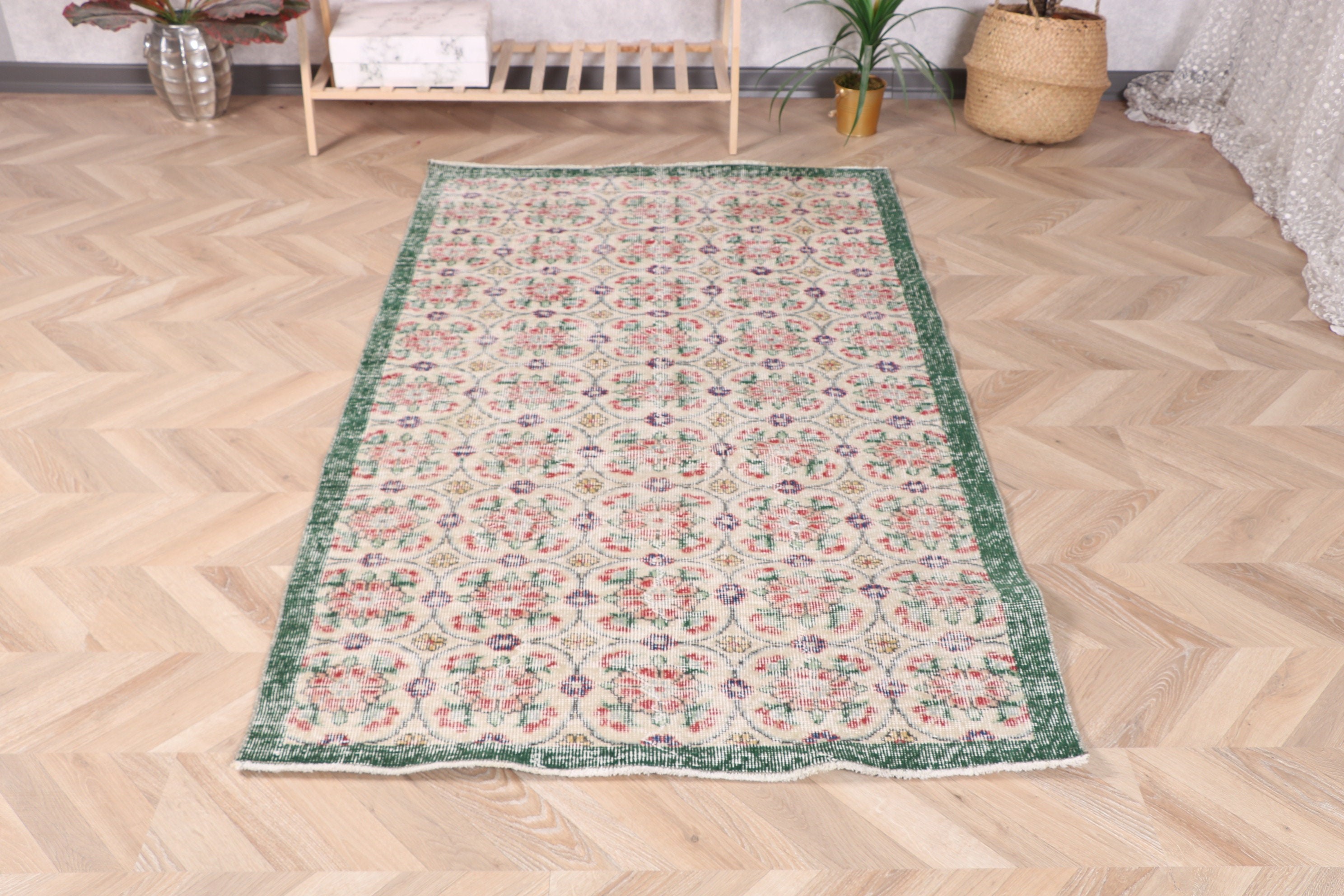 Boho Halılar, Oryantal Halılar, Bej Nötr Halılar, Mutfak Halıları, Vintage Halılar, Oushak Halılar, 3,5x6,3 ft Accent Halı, Türk Halıları, Yatak Odası Halıları