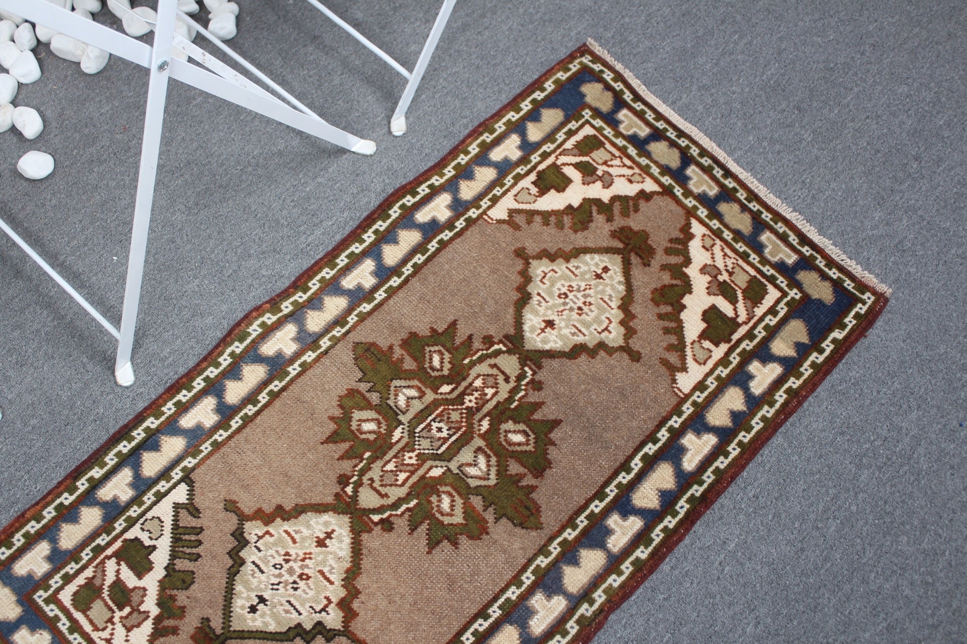 Floor Rug, Vintage Rugs, Cool Rugs, Rugs for Bath, 1.9x3.5 ft Small Rug, Brown Home Decor Rugs, Entry Rug, Turkish Rugs, Bedroom Rug