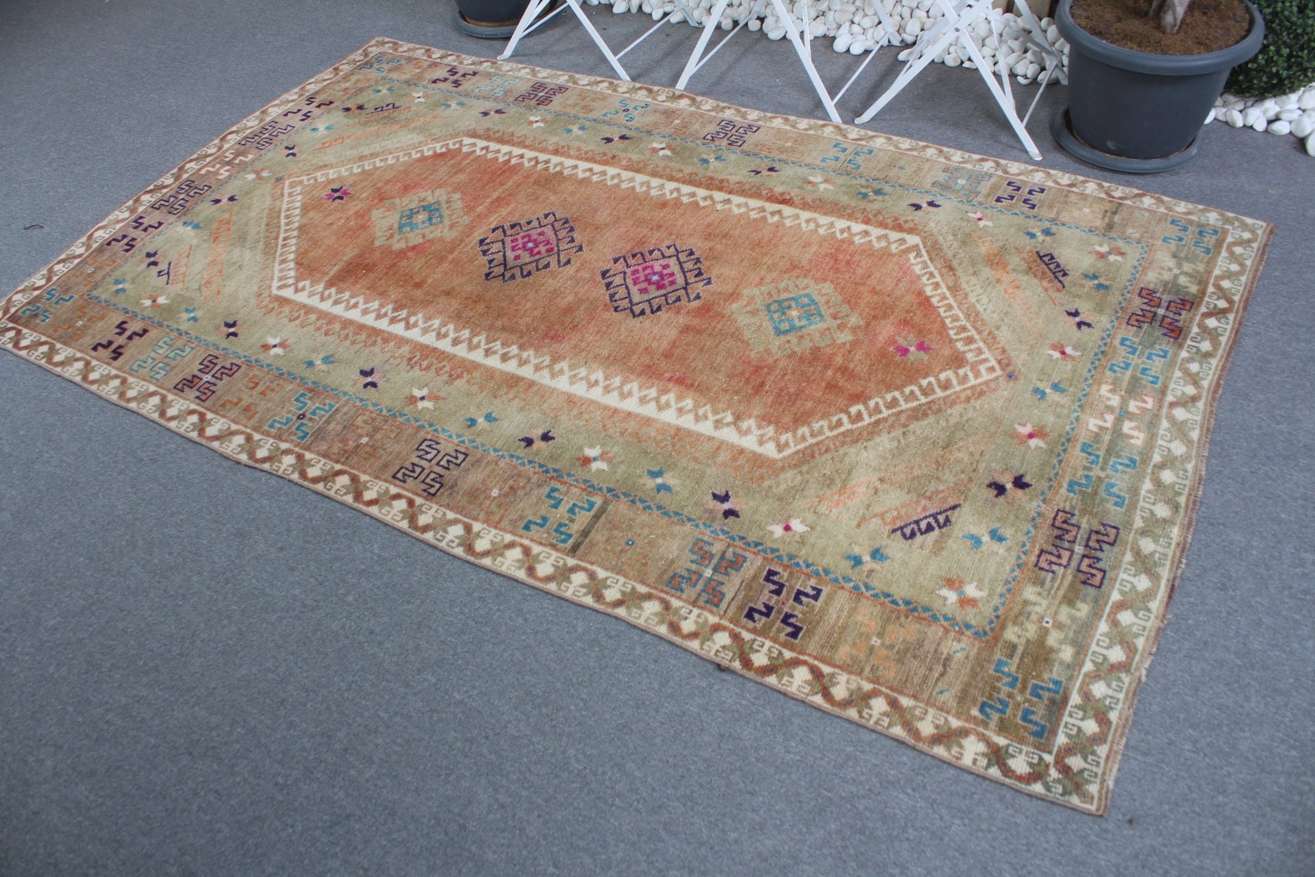 Oushak Rug, Nursery Rug, Natural Rugs, Orange  4.7x7.9 ft Area Rug, Dining Room Rugs, Turkish Rug, Vintage Rug