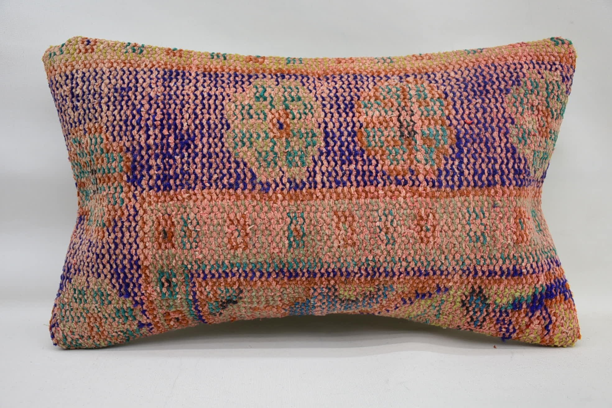 Vintage Kilim Pillow, Turkish Pillow, Hippie Throw Pillow Case, Pillow for Sofa, Nautical Throw Pillow, 12"x20" Orange Pillow Sham