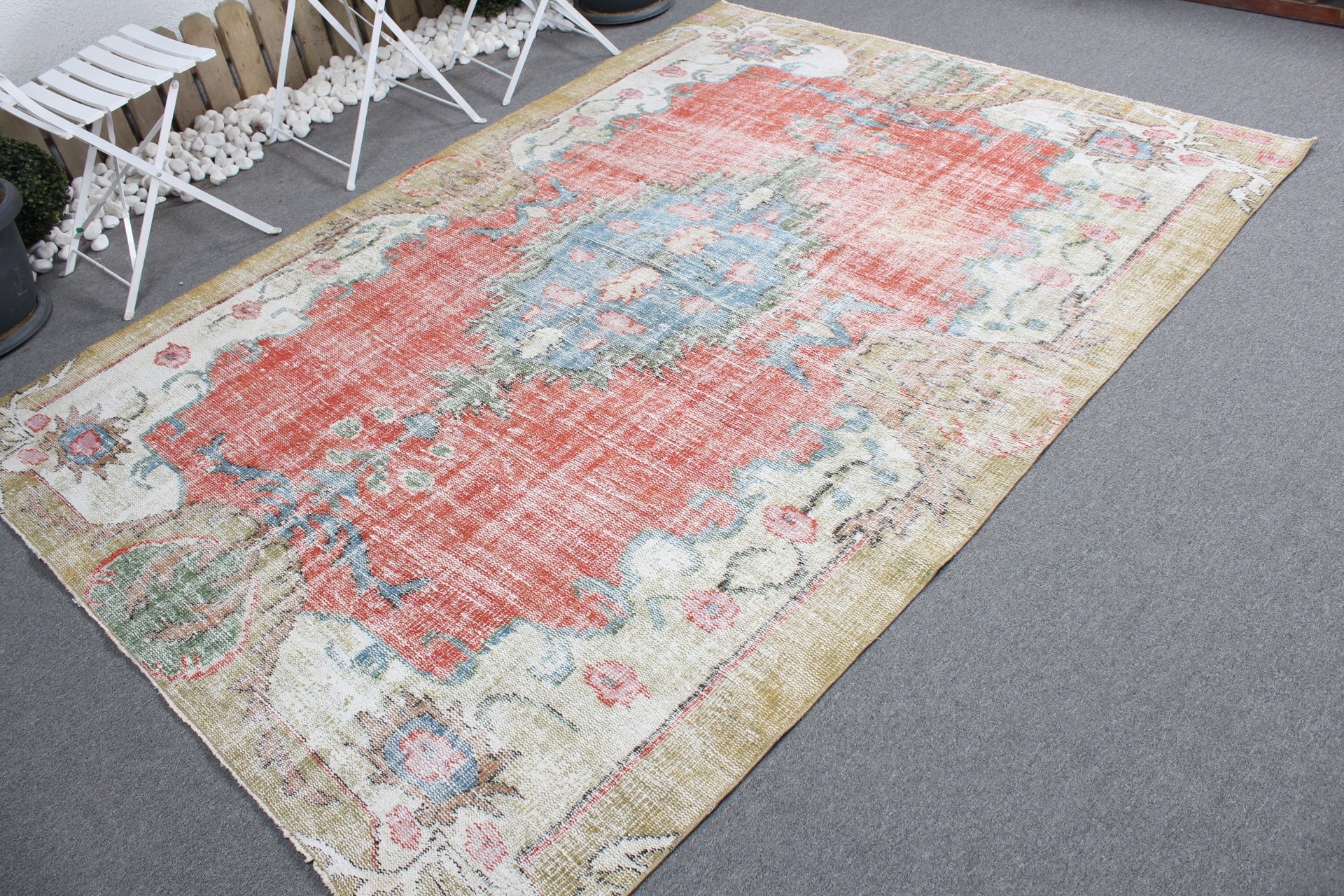 6x8.4 ft Large Rugs, Rugs for Salon, Red Anatolian Rug, Home Decor Rug, Bedroom Rugs, Vintage Rug, Turkish Rug, Floor Rug, Salon Rug