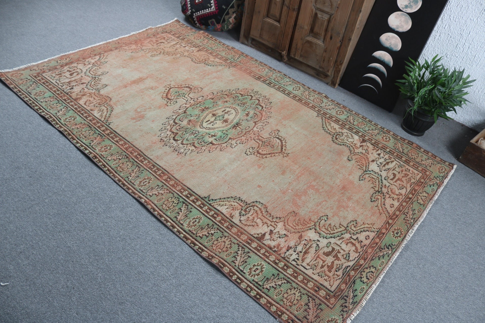 Vintage Dekor Halıları, Yatak Odası Halısı, Oturma Odası Halısı, Çocuk Halıları, Türk Halıları, Kahverengi Boho Halıları, Vintage Halılar, 4.8x7.5 ft Alan Halısı, Havalı Halı