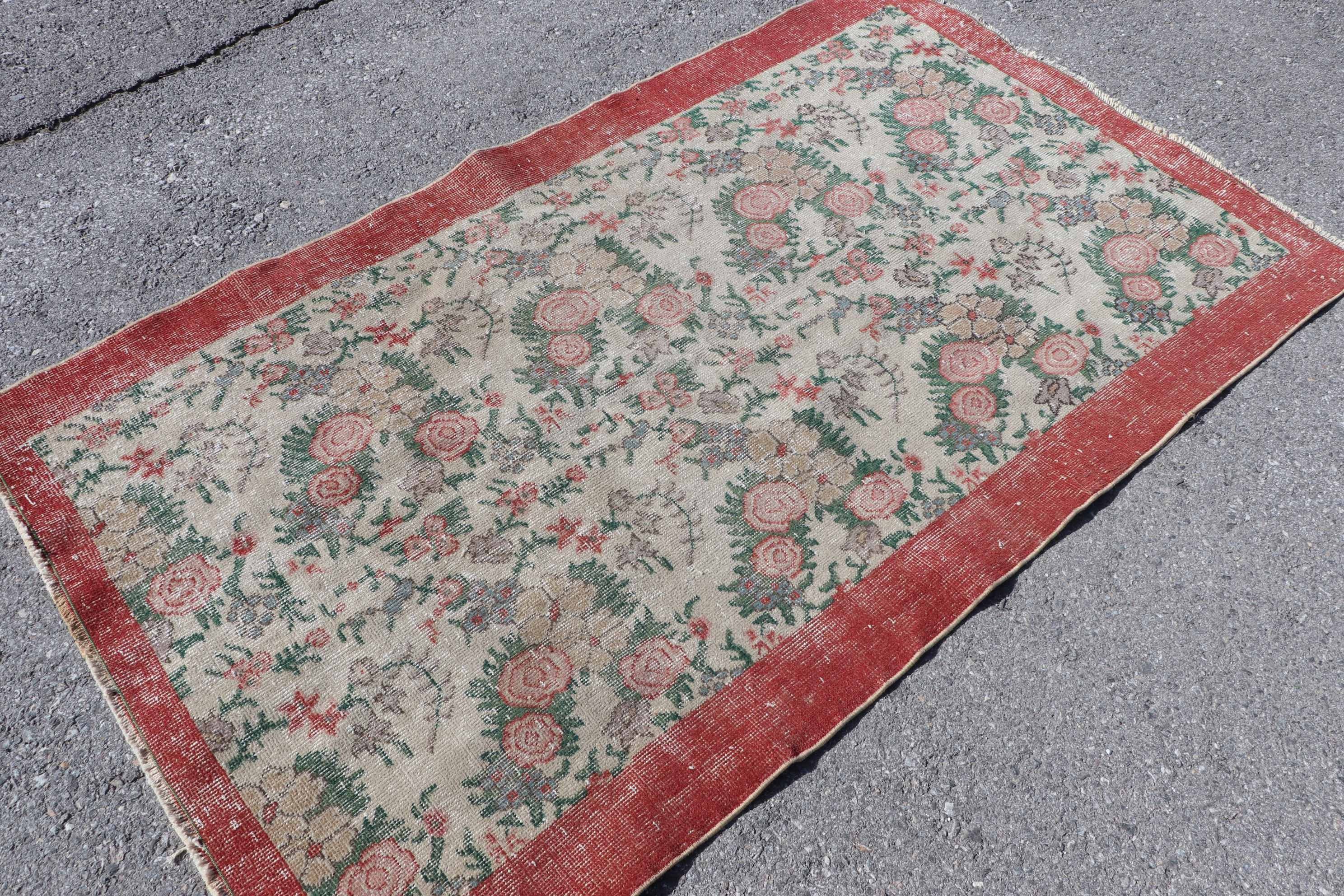 Floor Rug, Nursery Rug, 3.7x6.3 ft Accent Rug, Turkish Rug, Vintage Rugs, Kitchen Rugs, Oushak Rug, Rugs for Entry, Beige Floor Rug