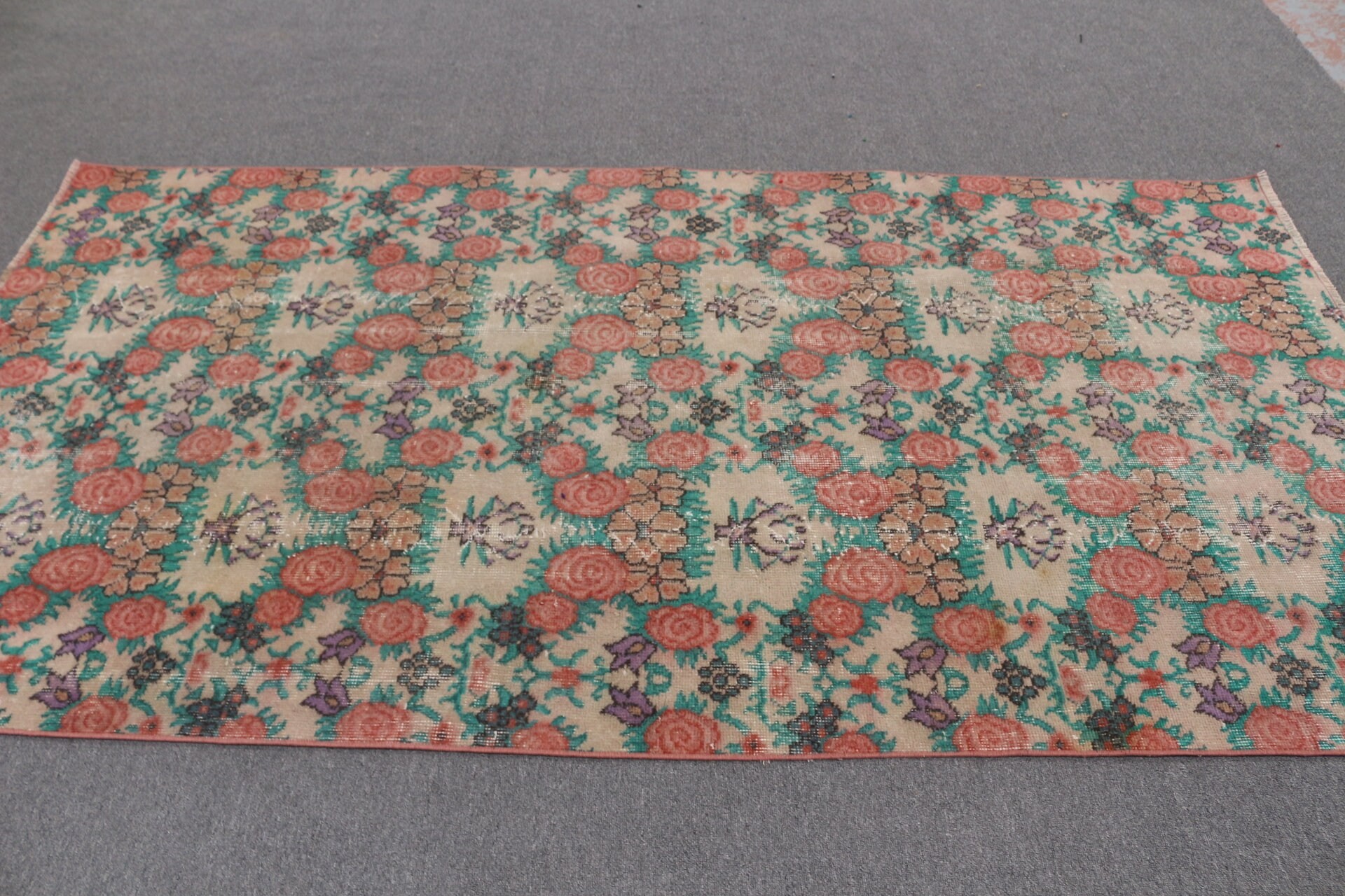 Vintage Halı, Türk Halısı, Oturma Odası Halıları, 4,5x8,4 ft Alan Halısı, Yatak Odası Halısı, Oryantal Halılar, Parlak Halı, Kırmızı Fas Halısı