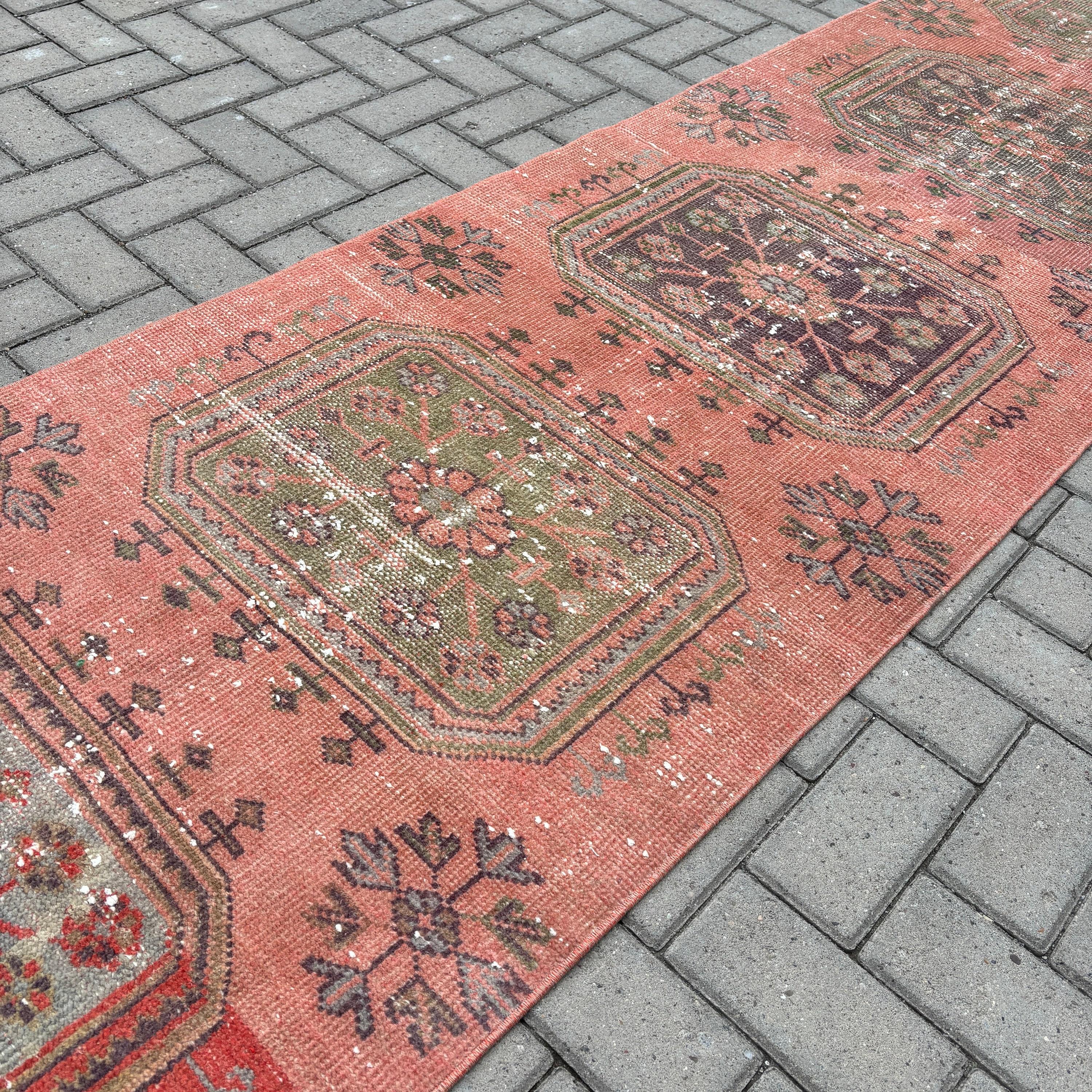 Türk Halıları, Harika Halı, Vintage Runner Halı, Vintage Halı, Turuncu Boho Halılar, 2.7x21.1 ft Runner Halı, Beni Ourain Runner Halı