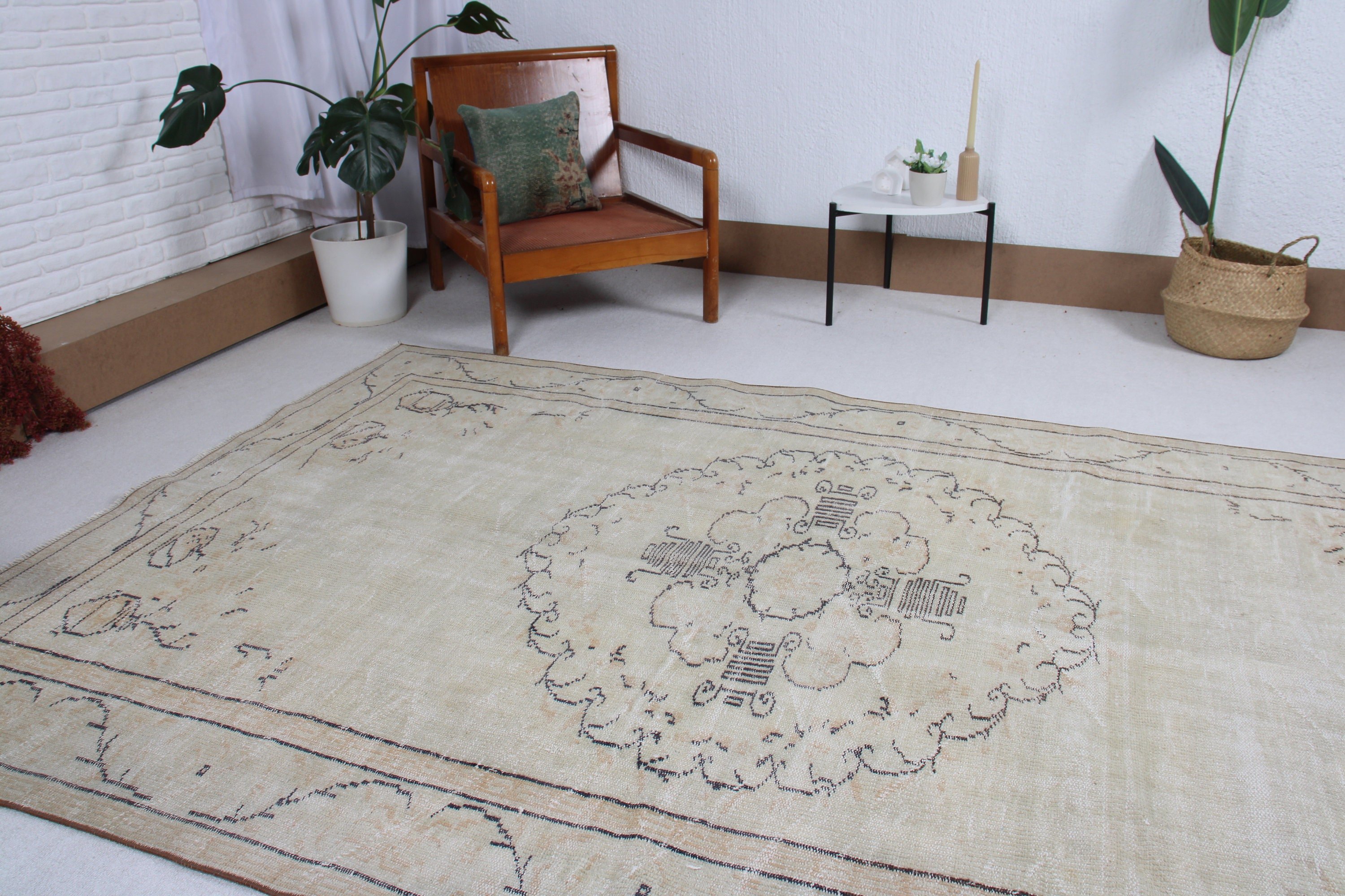 Vintage Rug, Living Room Rugs, Wool Rugs, 5.6x9.1 ft Large Rugs, Kitchen Rugs, Large Vintage Rugs, Turkish Rugs, Beige Antique Rugs