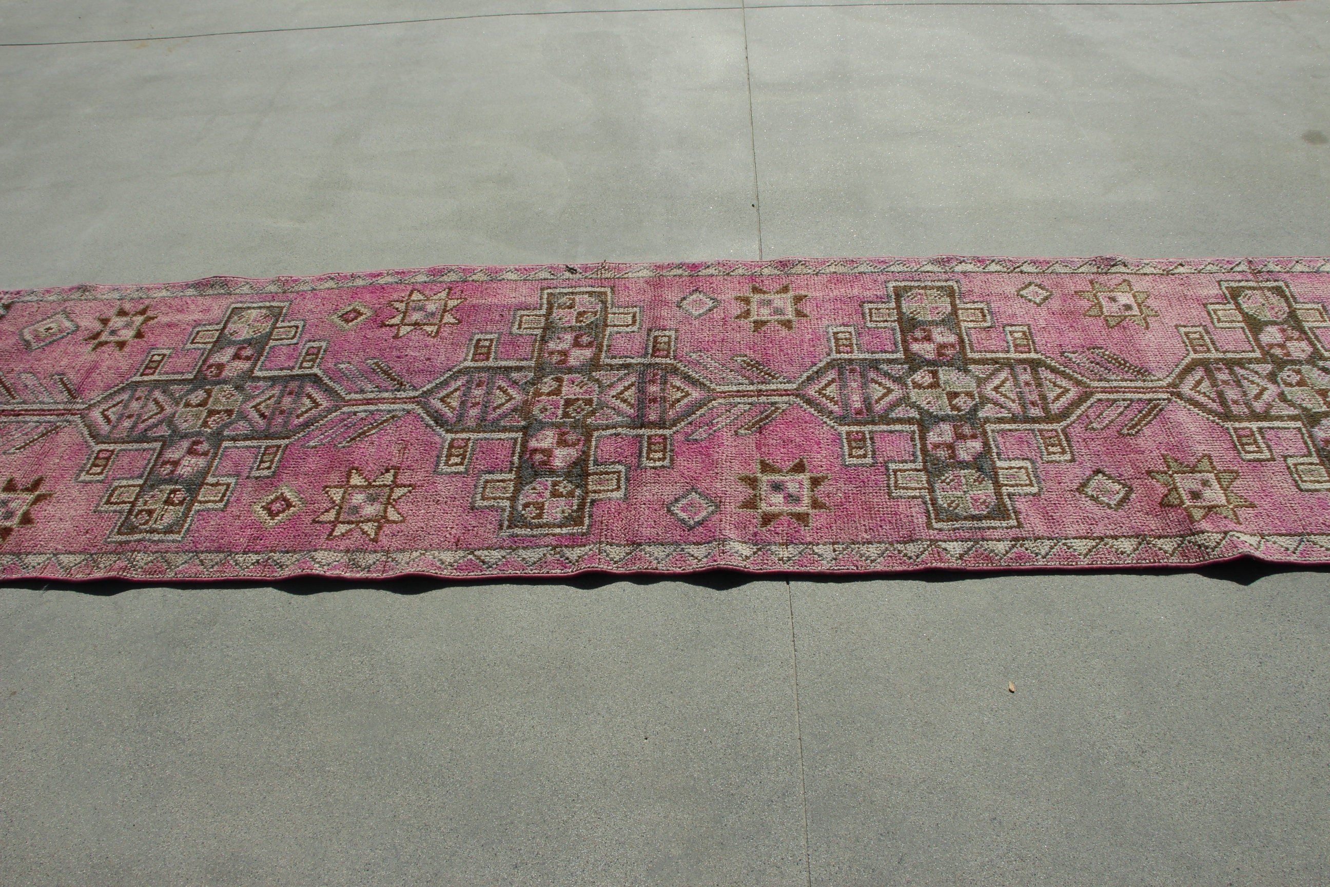 Uzun Yolluk Halıları, Lüks Halılar, Türk Halısı, 2,8x10,2 ft Koşucu Halıları, Boho Halıları, Pembe Yer Halıları, Açıklama Halısı, Vintage Halı, Koridor Halısı