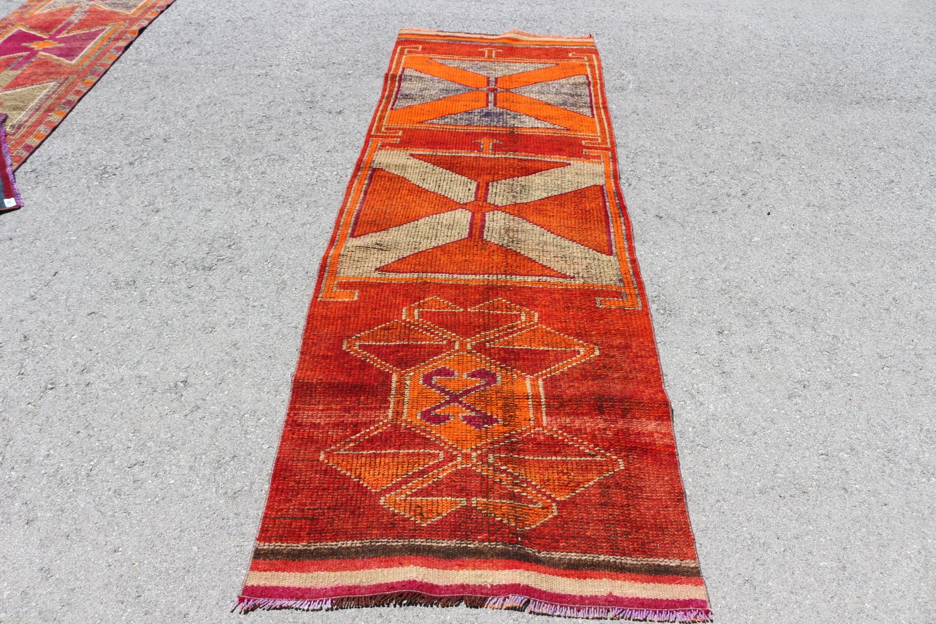 Decorative Rug, Turkish Rug, Hallway Rugs, Vintage Rugs, Red Oushak Rugs, Rugs for Stair, Anatolian Rug, 2.9x9.4 ft Runner Rug, Floor Rugs