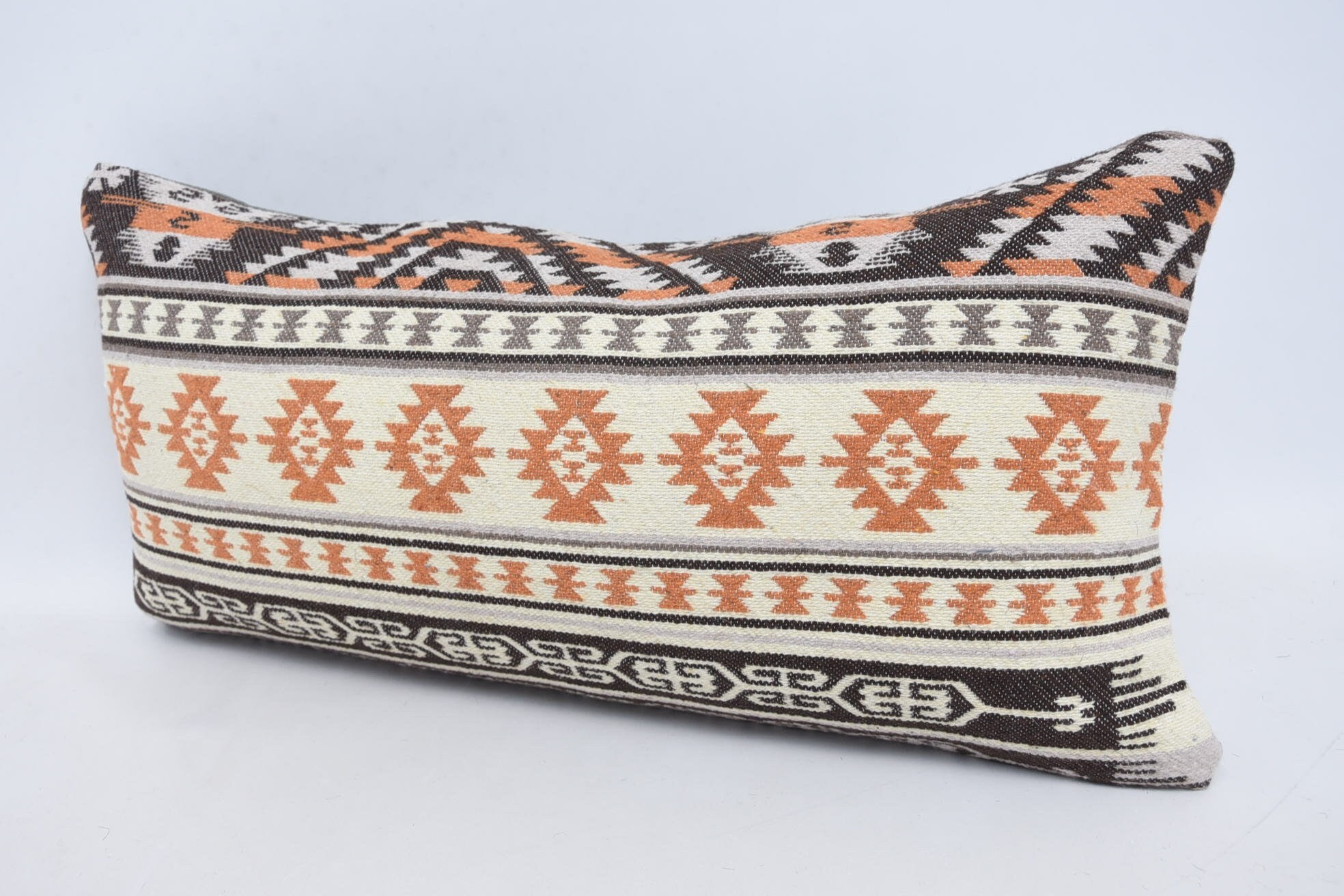 Antique Pillows, Gift Pillow, Accent Throw Cushion, Pet Pillow, Throw Kilim Pillow, 12"x24" White Cushion Case