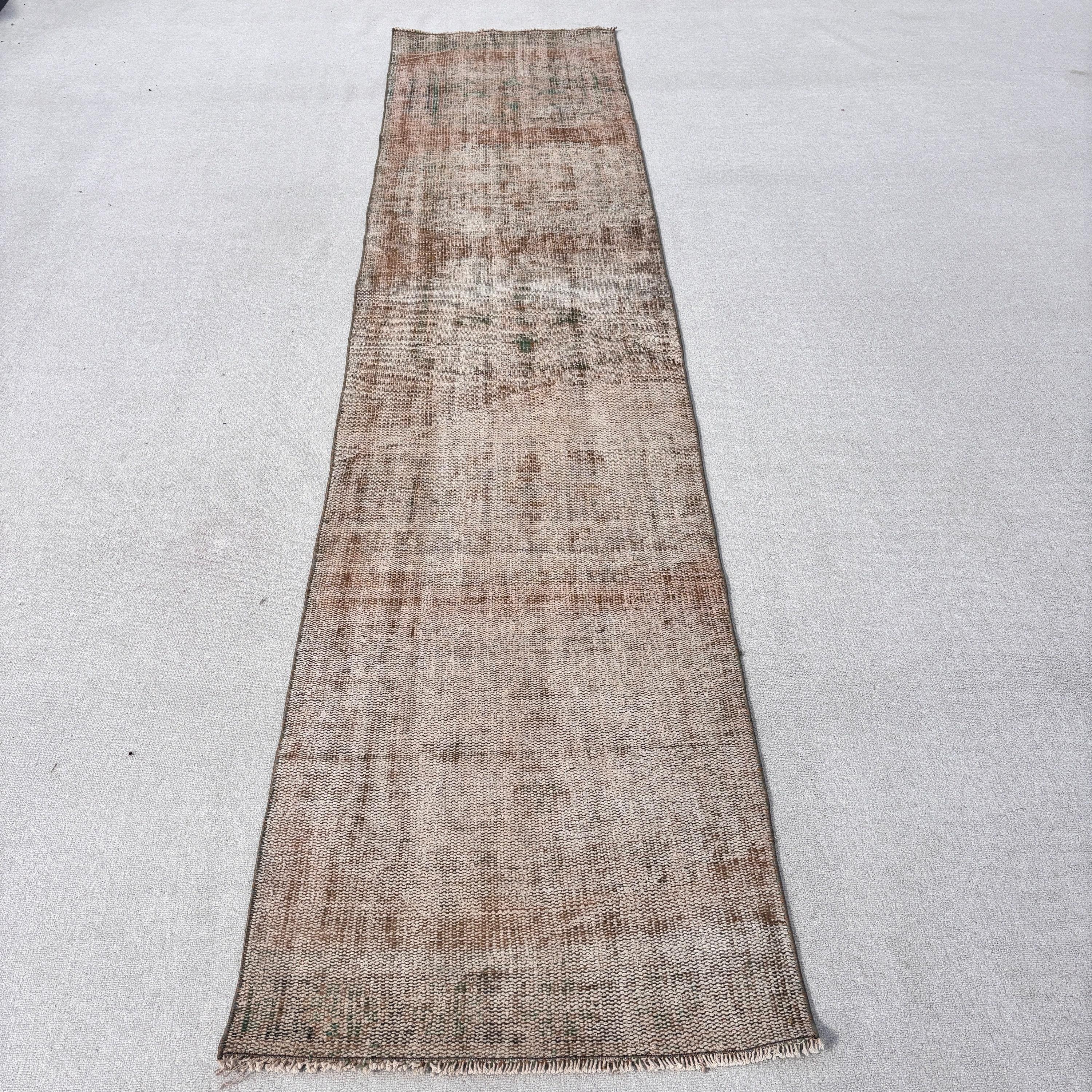 Beige Modern Rug, Aztec Rug, Wool Rug, Floor Rugs, Long Runner Rugs, 2.5x11.1 ft Runner Rug, Turkish Rugs, Rugs for Corridor, Vintage Rug