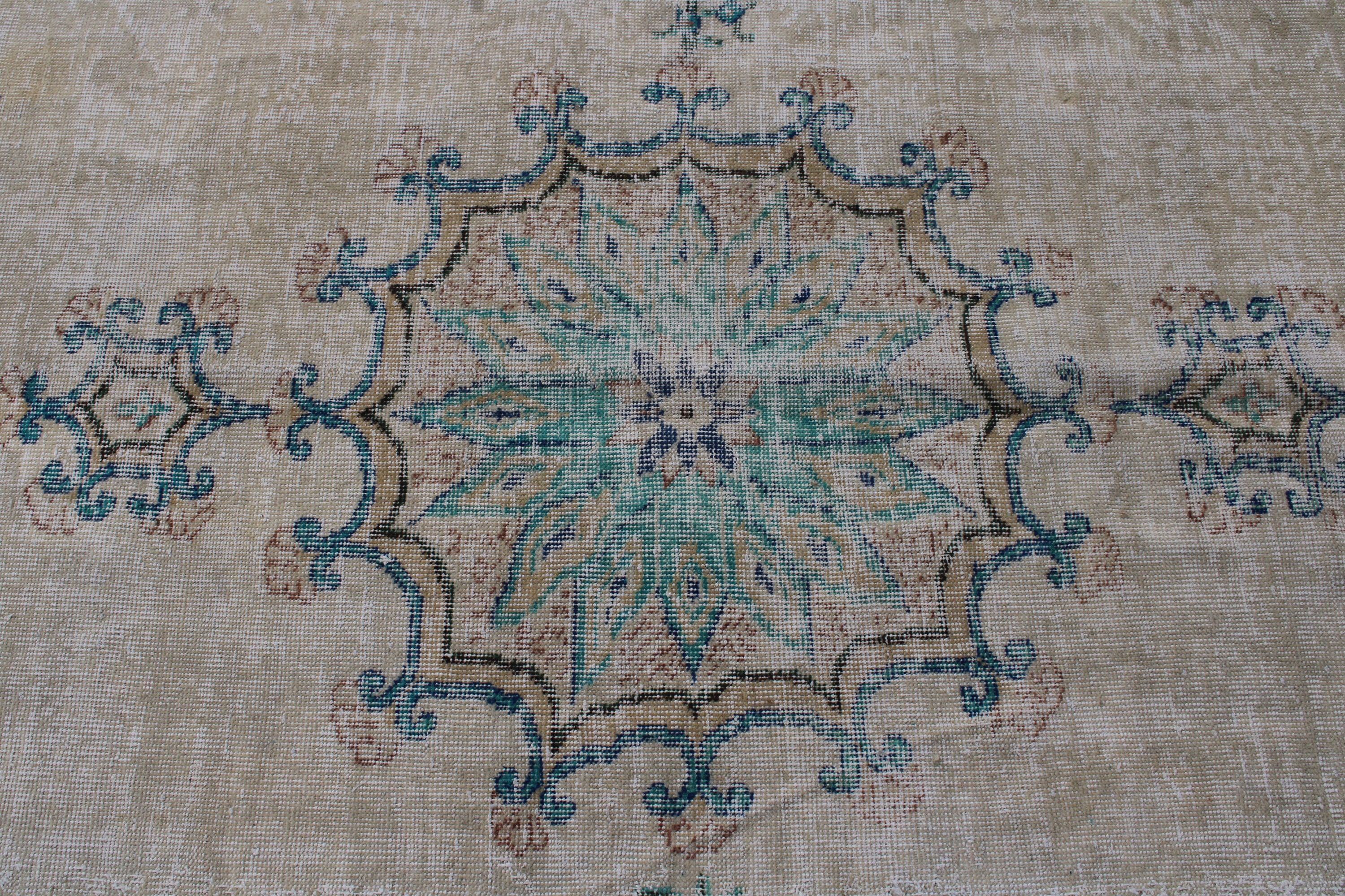 Yatak Odası Halıları, Büyük Oushak Halıları, 5.3x7.9 ft Büyük Halı, Yün Halıları, Türk Halısı, Vintage Halı, Bohem Halıları, Bej Yün Halısı, Salon Halısı