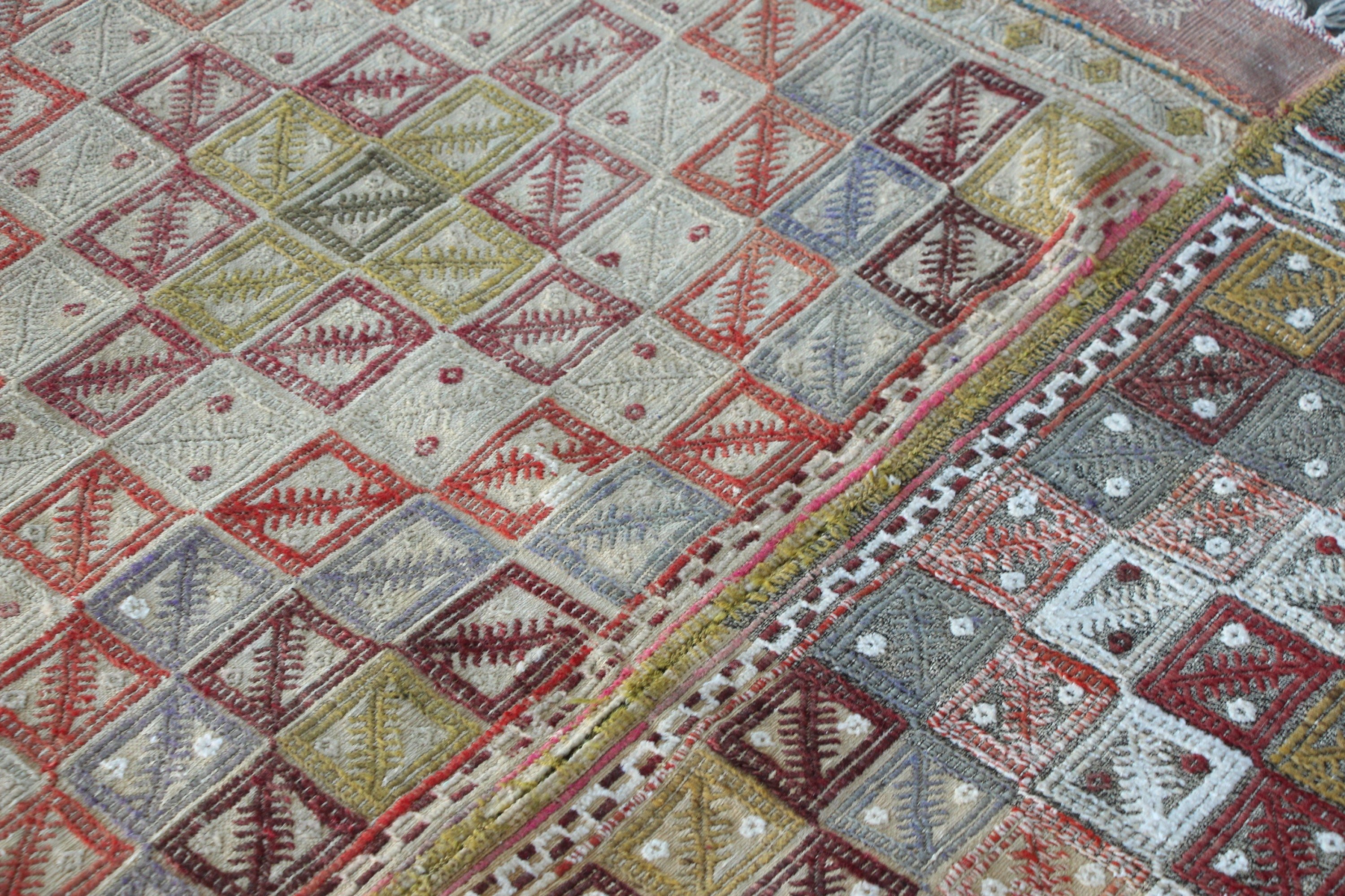 Salon Halıları, Vintage Halılar, 5,1x8,3 ft Büyük Halılar, Oturma Odası Halısı, Türk Halısı, Boho Halısı, Kilim, Yer Halısı, Gökkuşağı Oushak Halısı