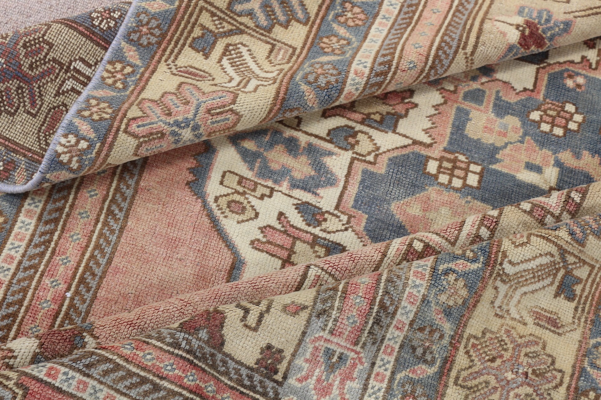 Türk Halısı, Pembe Oryantal Halı, Vintage Halı, Oushak Halıları, Salon Halısı, Ofis Halısı, 5.9x10.9 ft Büyük Halılar, Oturma Odası Halısı