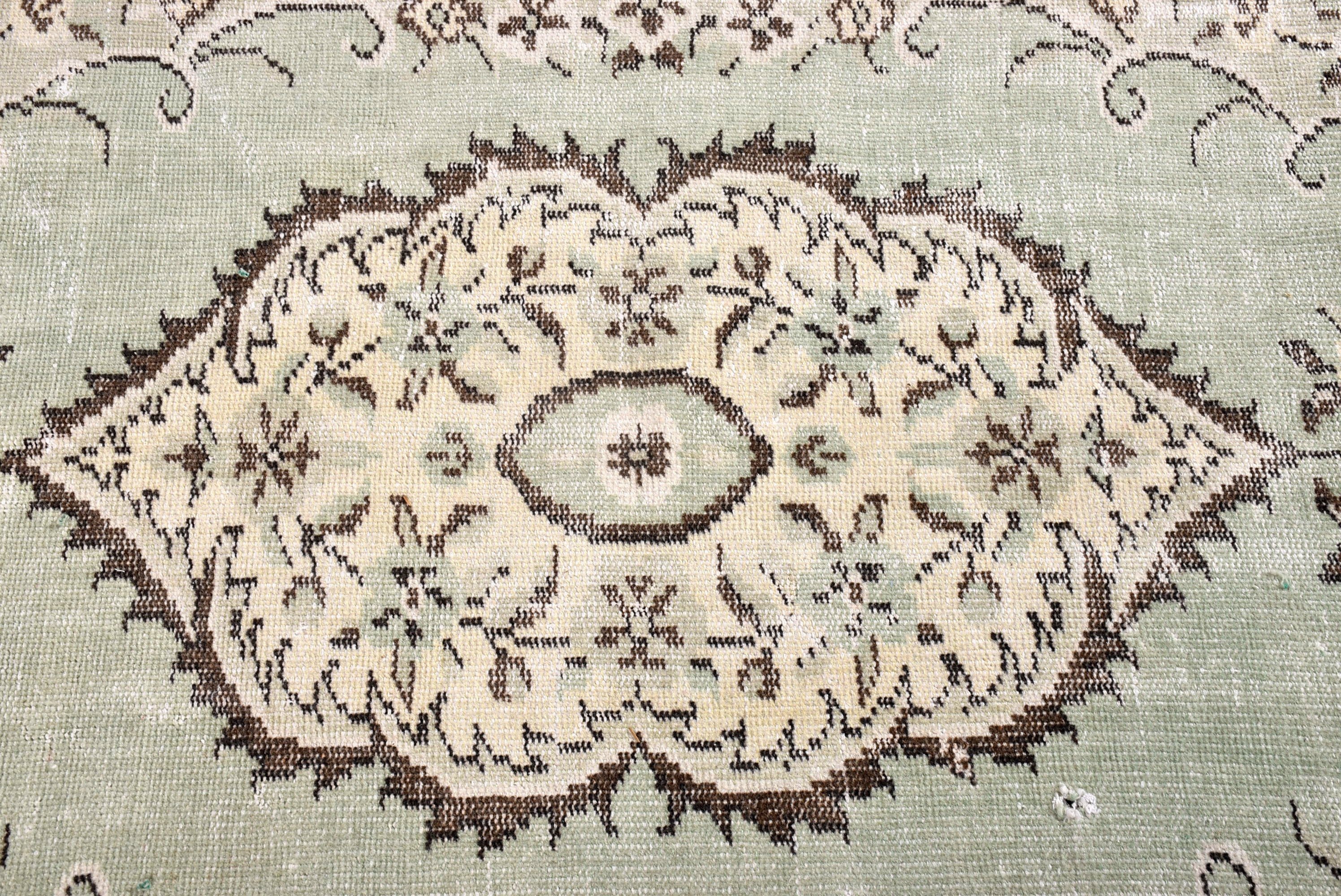 Yatak Odası Halısı, Yeşil 4.5x8.2 ft Alan Halıları, Vintage Halılar, Oushak Alan Halıları, Oryantal Halılar, Türk Halıları