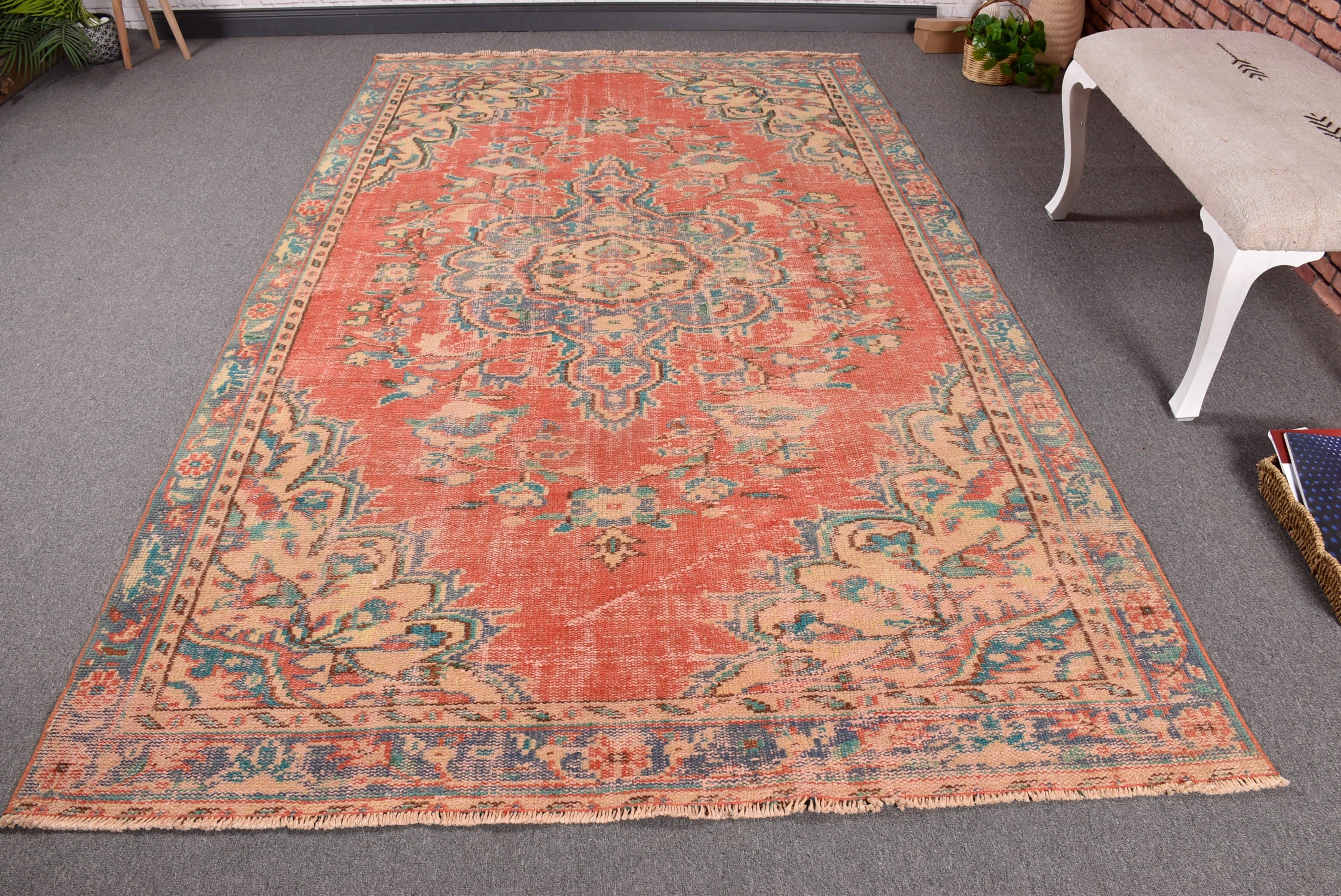 Pembe Düz Dokuma Halı, Vintage Halı, Nötr Halı, Salon Halıları, Modern Halılar, Türk Halıları, Yatak Odası Halıları, Büyük Boho Halısı, 5.6x9 ft Büyük Halılar