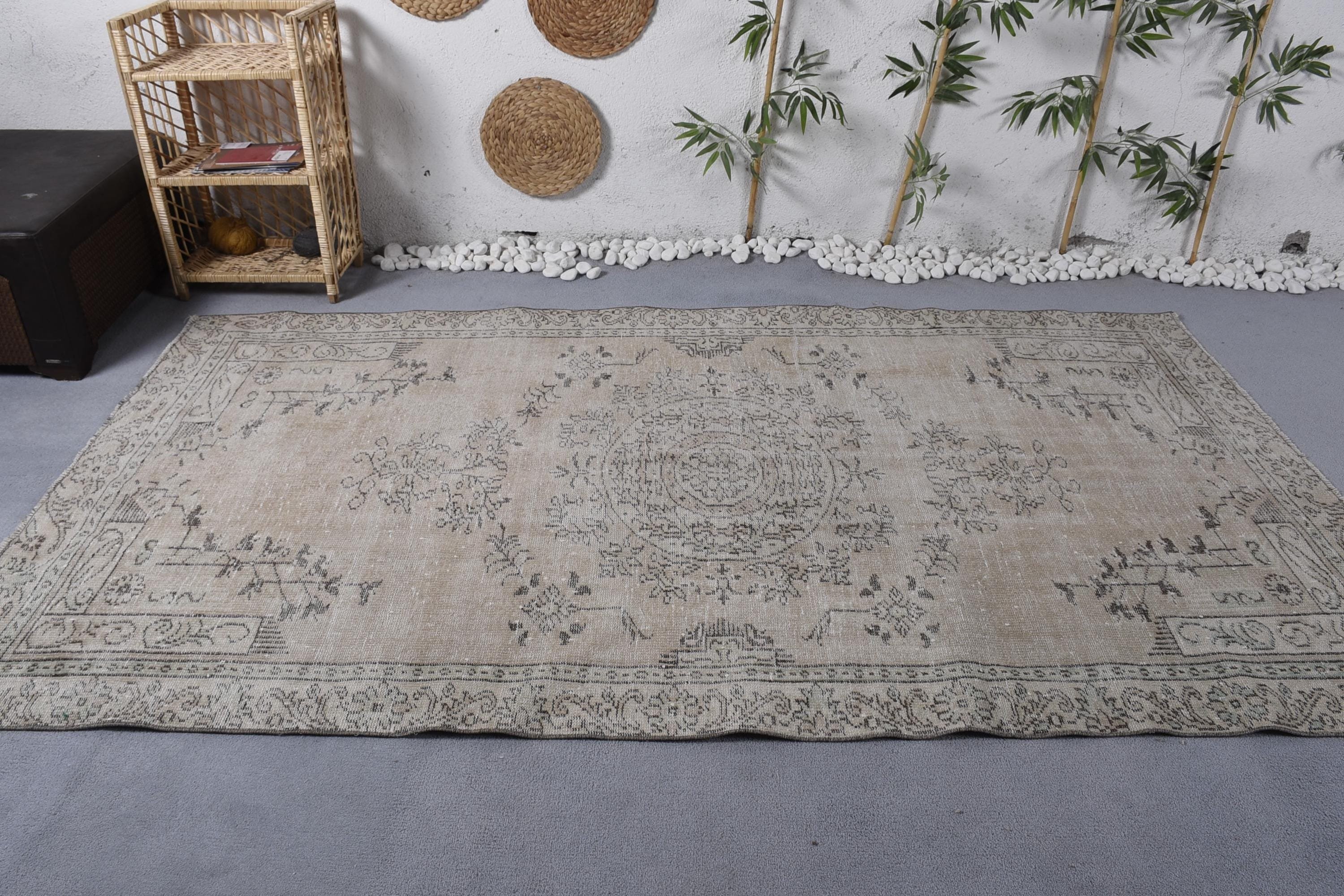 Office Rugs, Dining Room Rug, Vintage Rugs, Beige  5.2x9.3 ft Large Rugs, Turkish Rug, Salon Rug, Geometric Rug