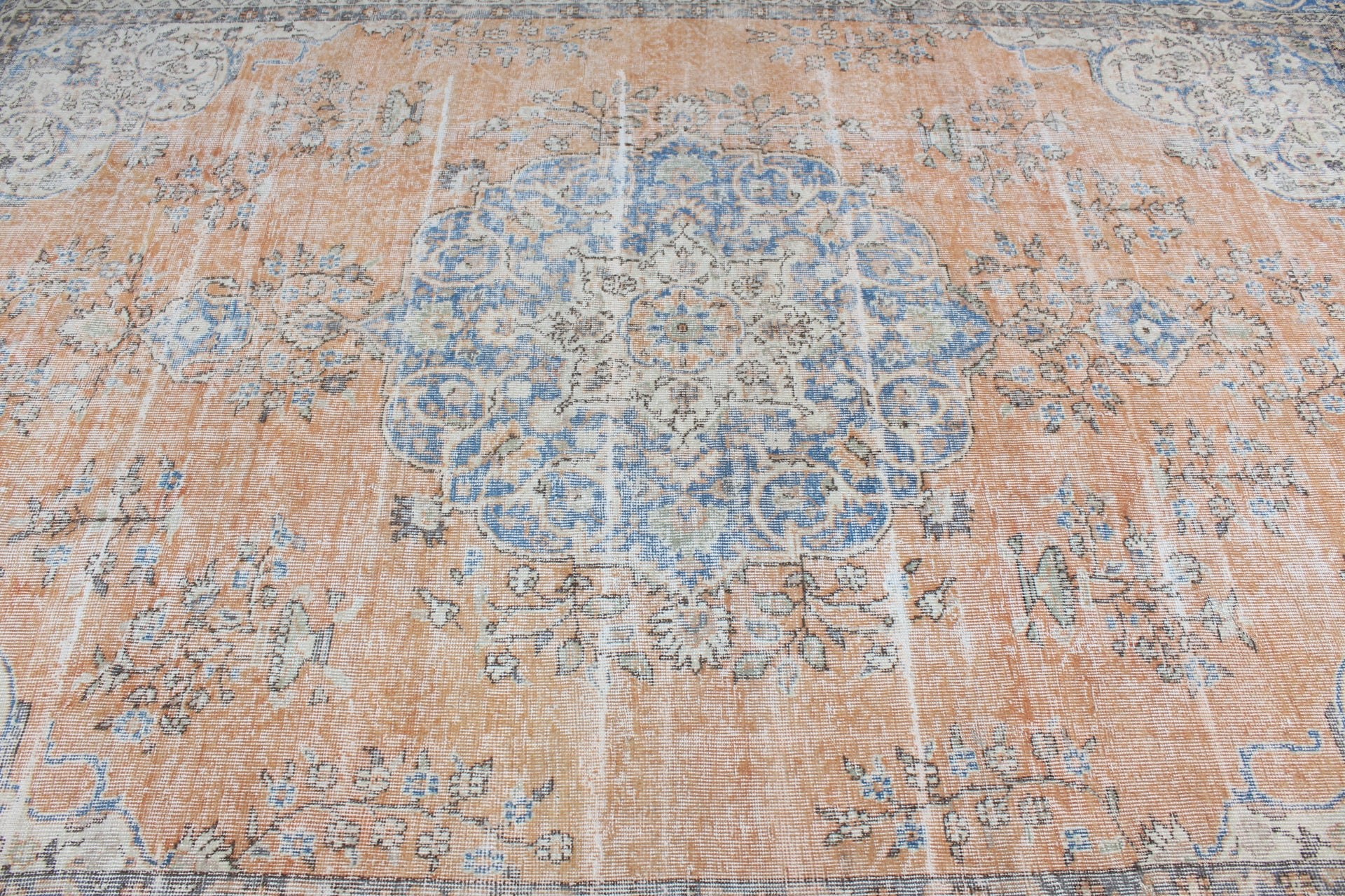 Orange Anatolian Rugs, Oushak Rugs, Art Rugs, 7.6x10.5 ft Oversize Rug, Dining Room Rug, Saloon Rug, Wool Rugs, Vintage Rugs, Turkish Rugs