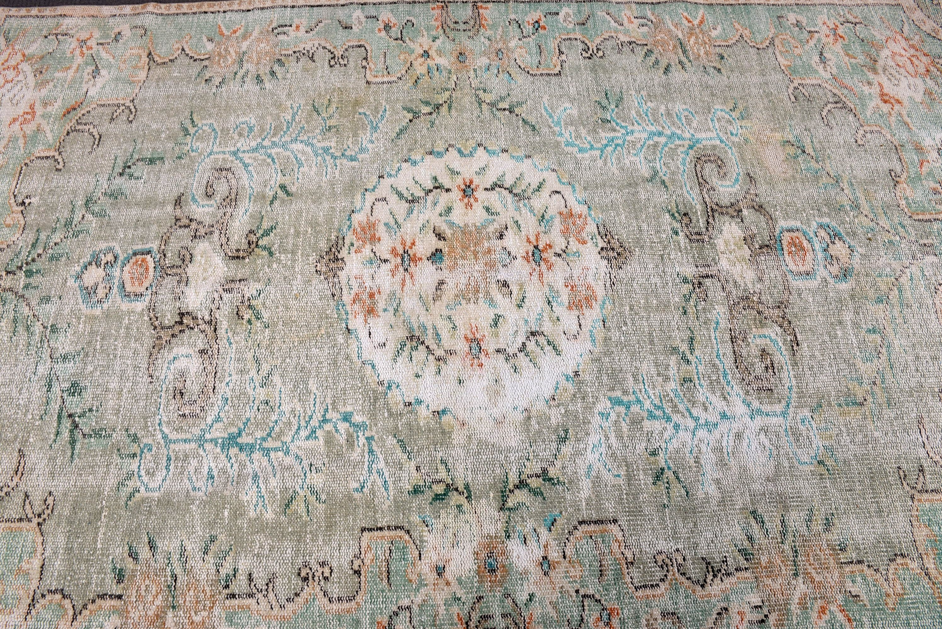 Yeşil Boho Halı, Oturma Odası Halısı, Vintage Halılar, Organik Halı, Yer Halıları, Türk Halısı, 4.7x7.6 ft Alan Halıları, El Dokuma Halılar, Modern Halılar