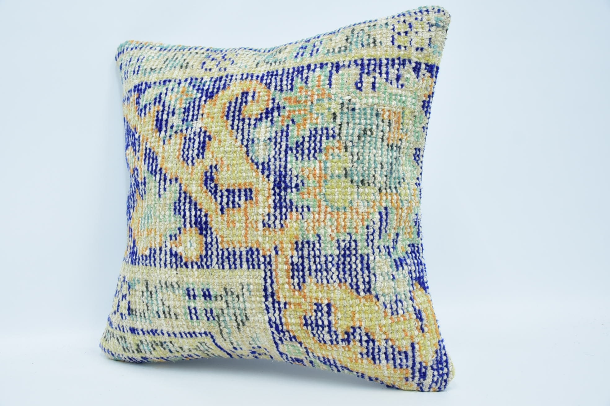 Interior Designer Pillow, 18"x18" Blue Pillow Case, Customized Pillow, Turkish Kilim Pillow, Boho Throw Cushion Cover, Antique Pillows