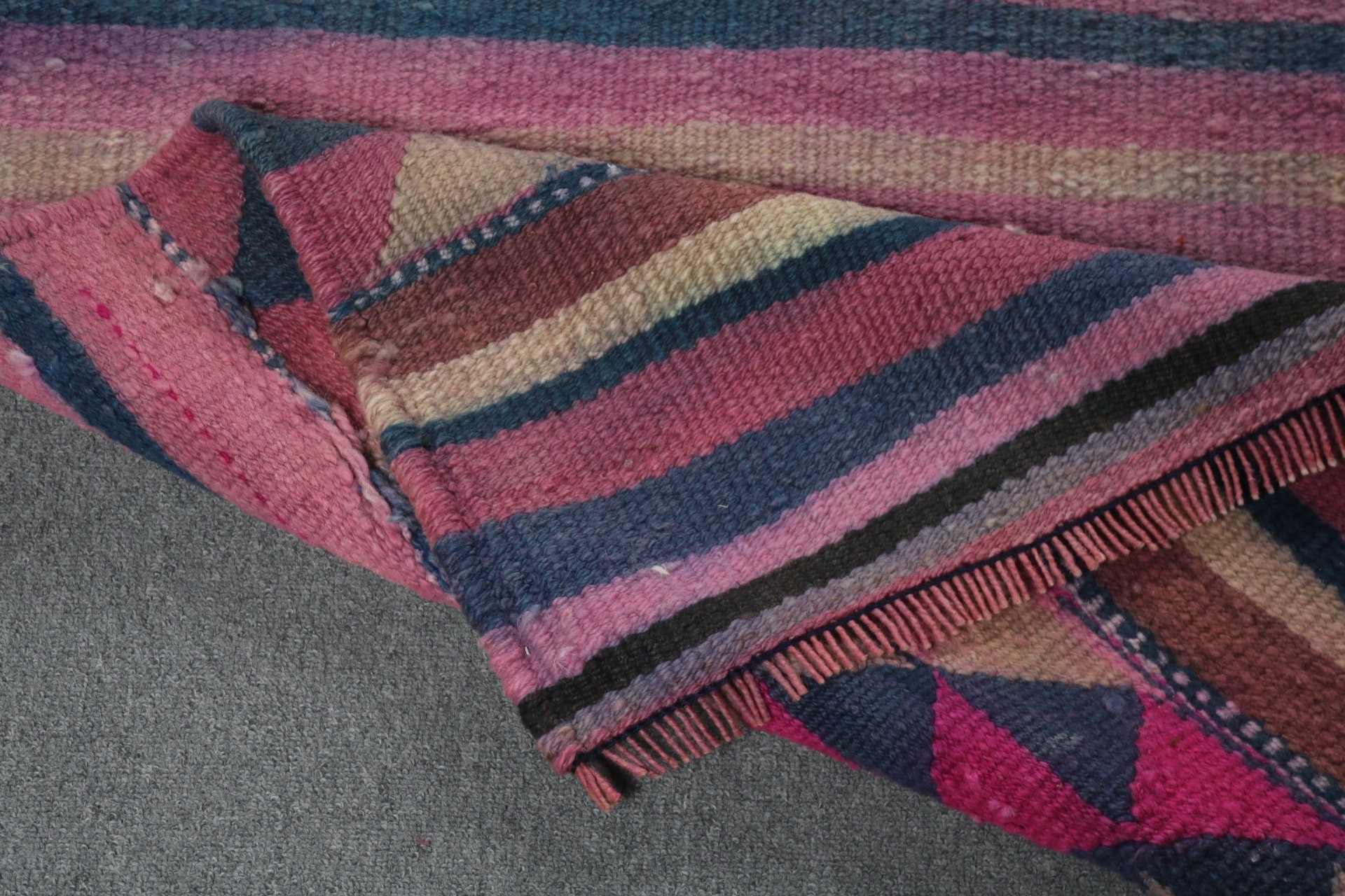 Antique Rug, Turkish Rugs, Rugs for Runner, Aesthetic Rugs, Stair Rugs, 2.7x10.2 ft Runner Rug, Pink Wool Rugs, Vintage Rug, Geometric Rug