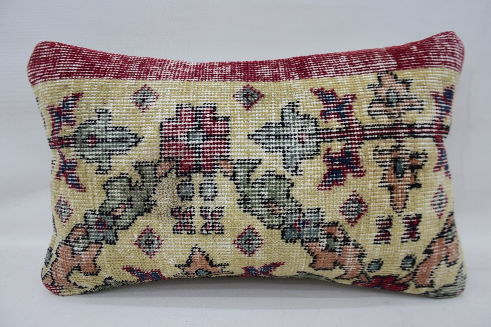 Nomadic Cushion Case, 12"x20" Beige Cushion Case, Kilim Cushion Sham, Boho Pillow Sham Cover, Nomadic Pillow Case, Pillow for Sofa