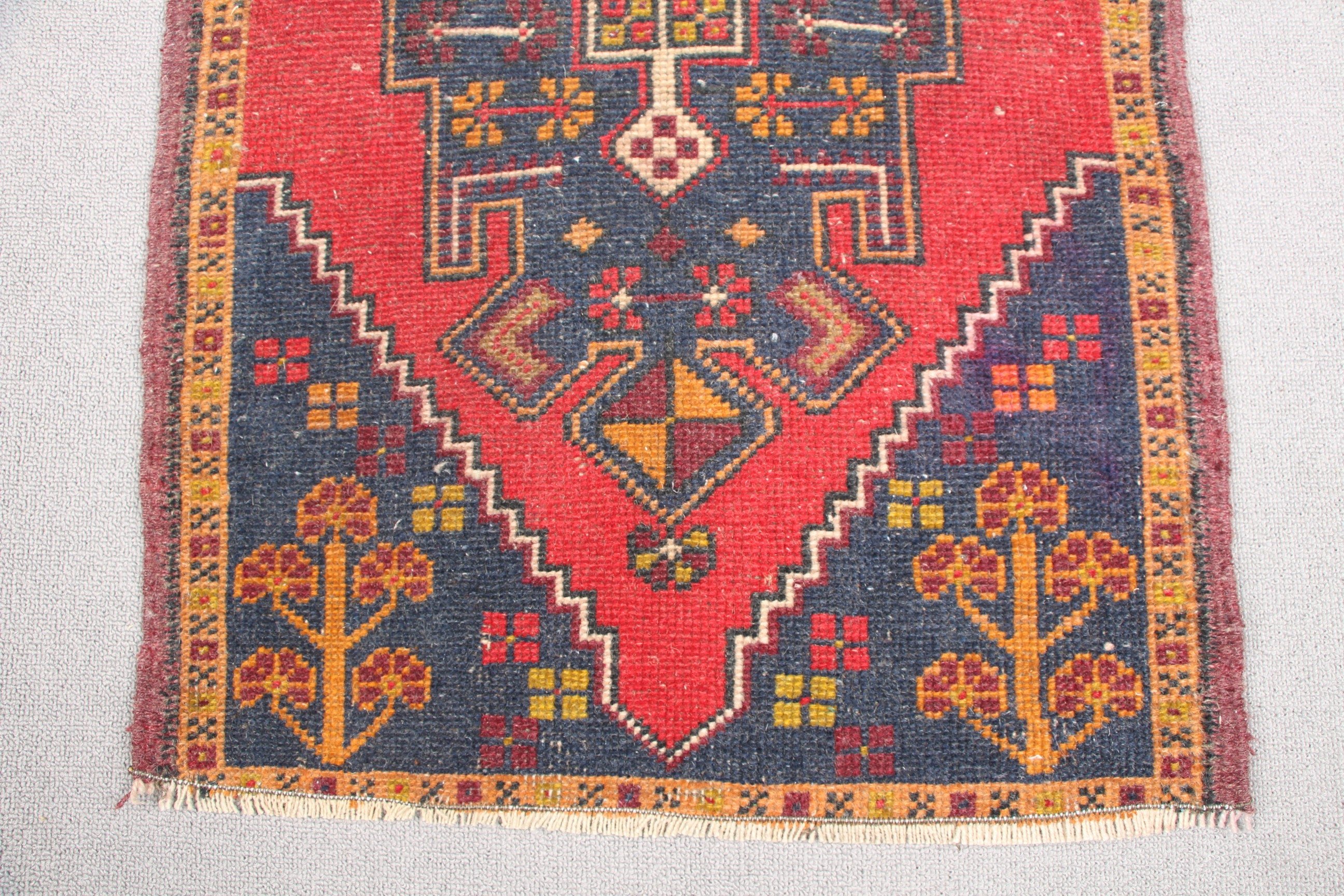 Anatolian Rugs, Red Floor Rug, 1.8x3.5 ft Small Rugs, Vintage Rug, Floor Rugs, Door Mat Rug, Rugs for Nursery, Turkish Rugs, Bedroom Rug