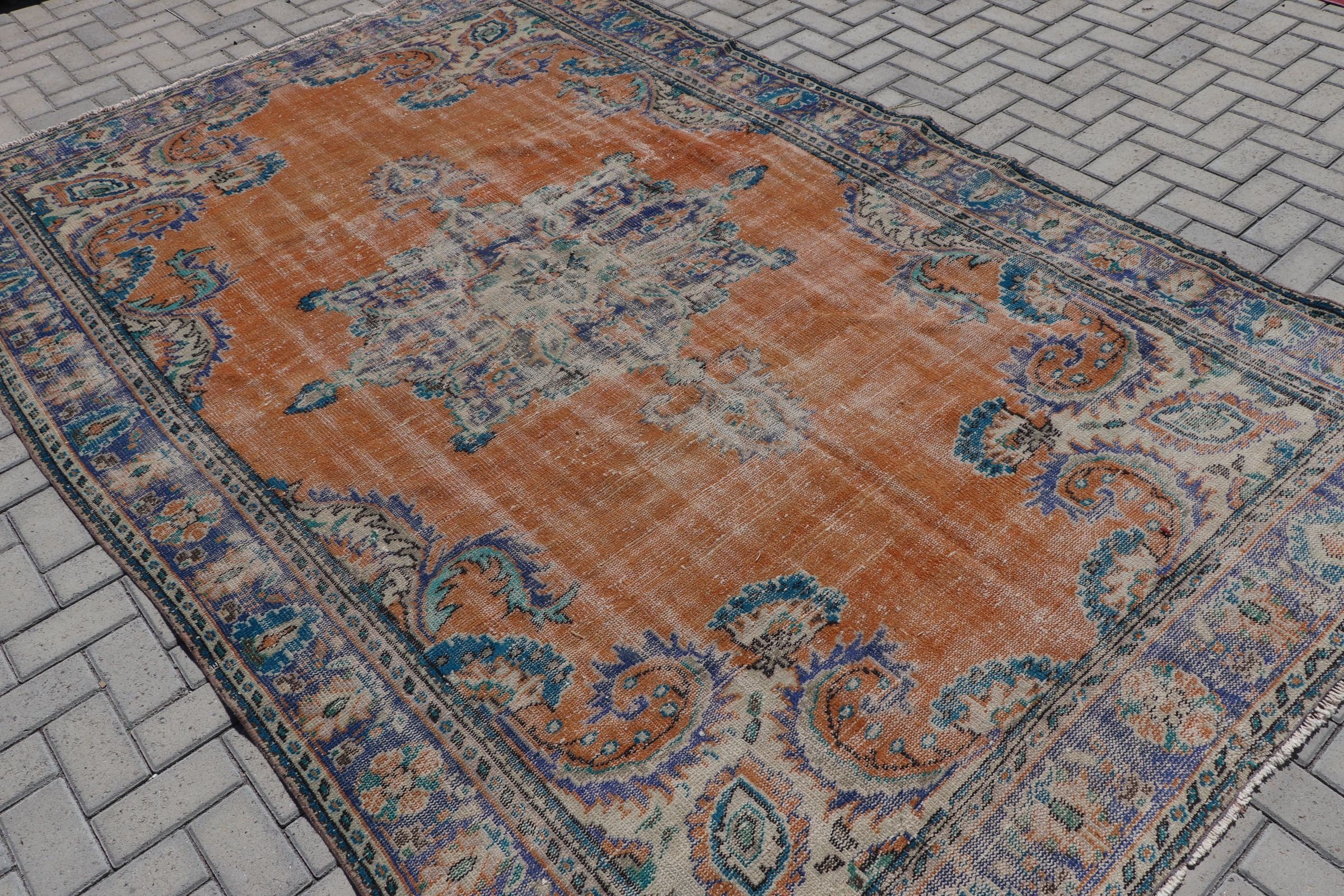 Dining Room Rugs, Decorative Rug, Salon Rug, Floor Rug, Orange Oushak Rug, Turkish Rugs, Antique Rugs, Vintage Rug, 7x10.5 ft Oversize Rug