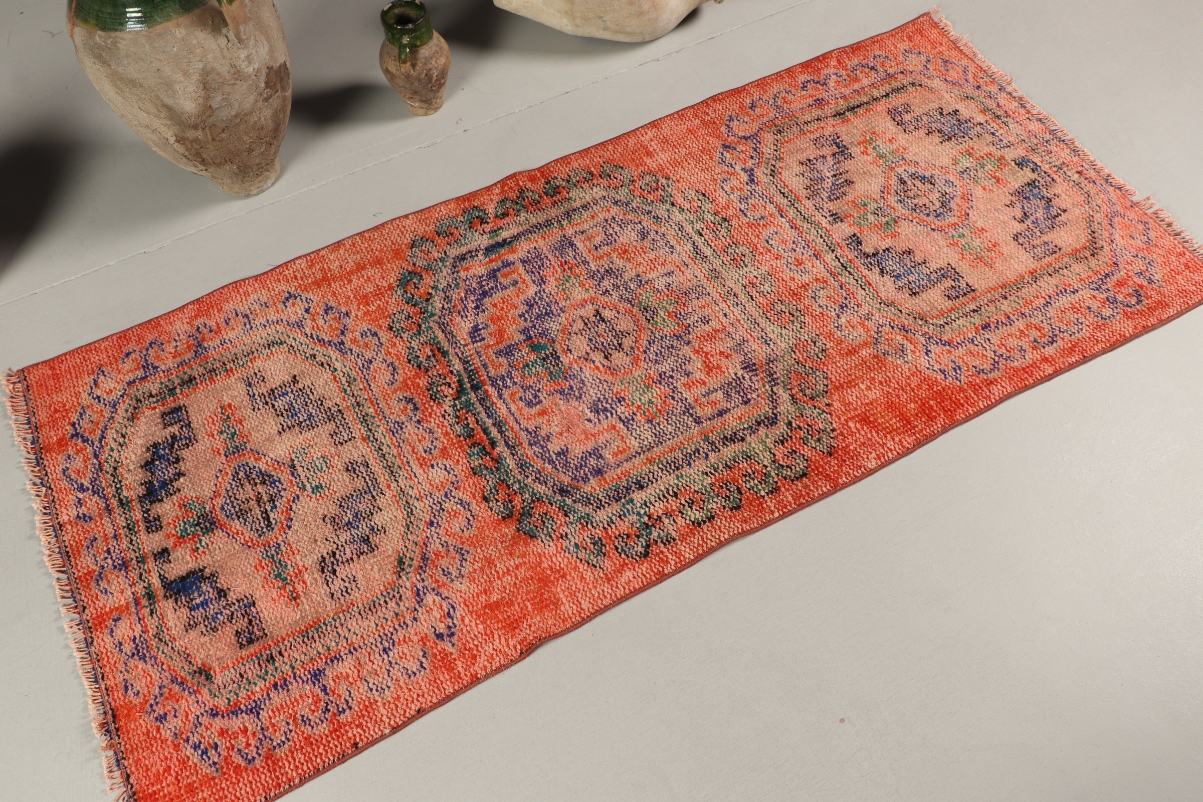 Vintage Rug, Turkish Rug, Orange Anatolian Rug, Nursery Rug, Wool Rug, Bedroom Rug, 2.8x5.9 ft Accent Rugs, Rugs for Entry, Floor Rug