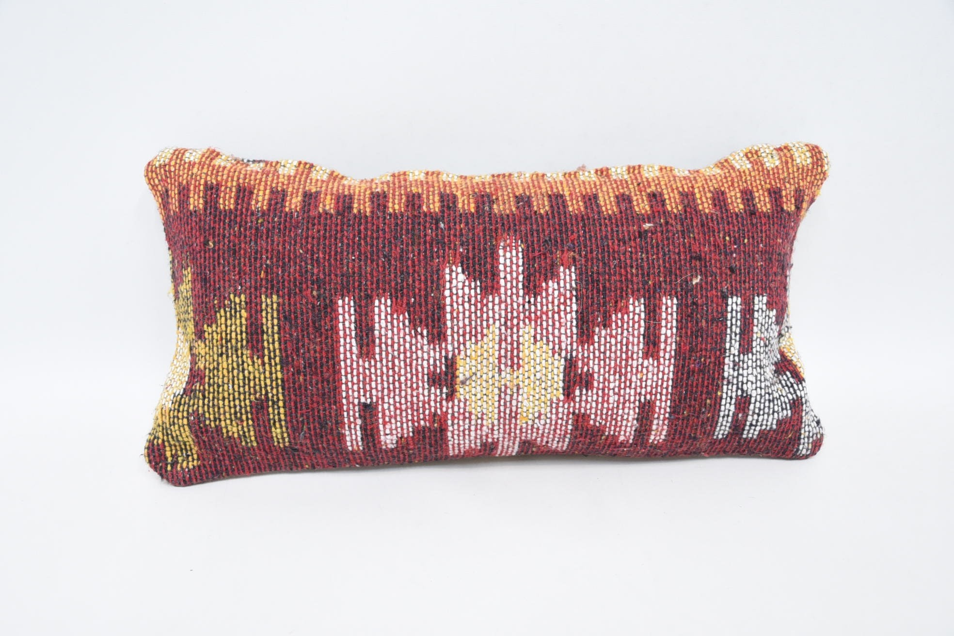 Vintage Kilim Throw Pillow, Outdoor Bolster Pillow Case, Customized Pillow Case, Turkish Pillow, 8"x16" Red Pillow Case, Vintage Pillow