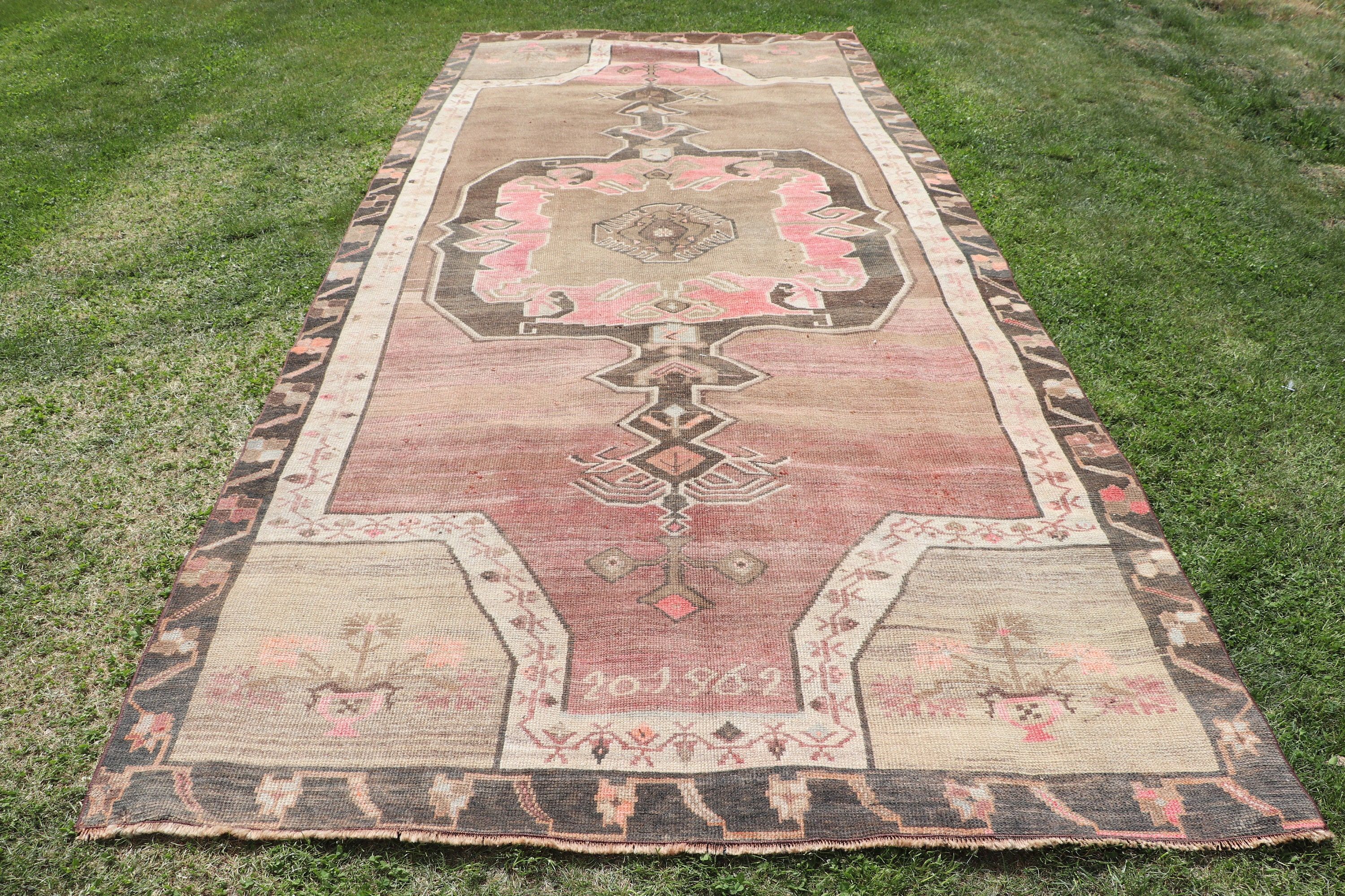 Vintage Rug, Home Decor Rugs, 5.6x12.4 ft Large Rug, Green Home Decor Rugs, Salon Rugs, Large Boho Rug, Turkish Rugs