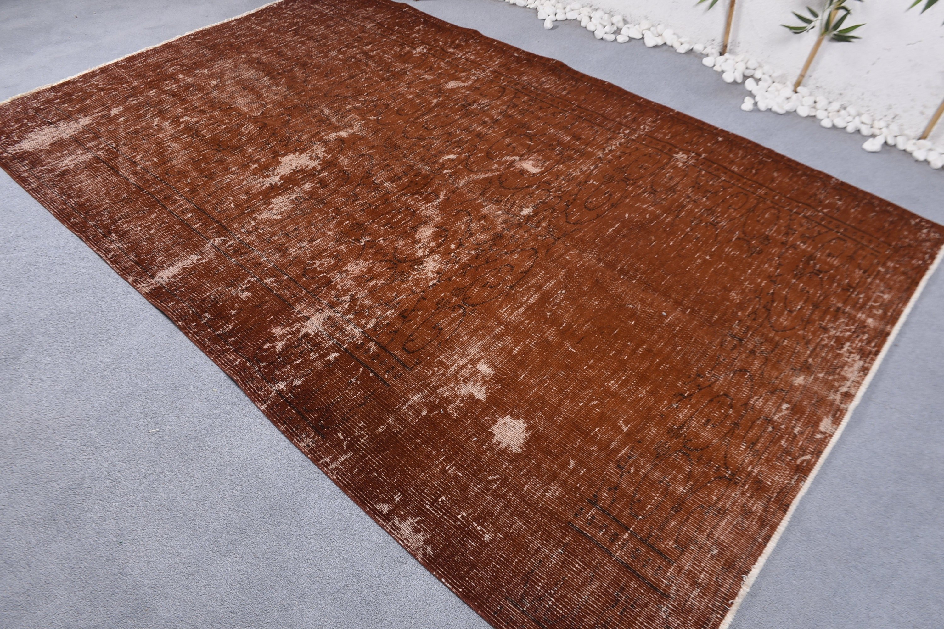 Antique Rug, Vintage Rug, Salon Rug, 5.7x8.9 ft Large Rug, Brown Oriental Rug, Living Room Rugs, Turkish Rug, Oriental Rugs, Authentic Rugs