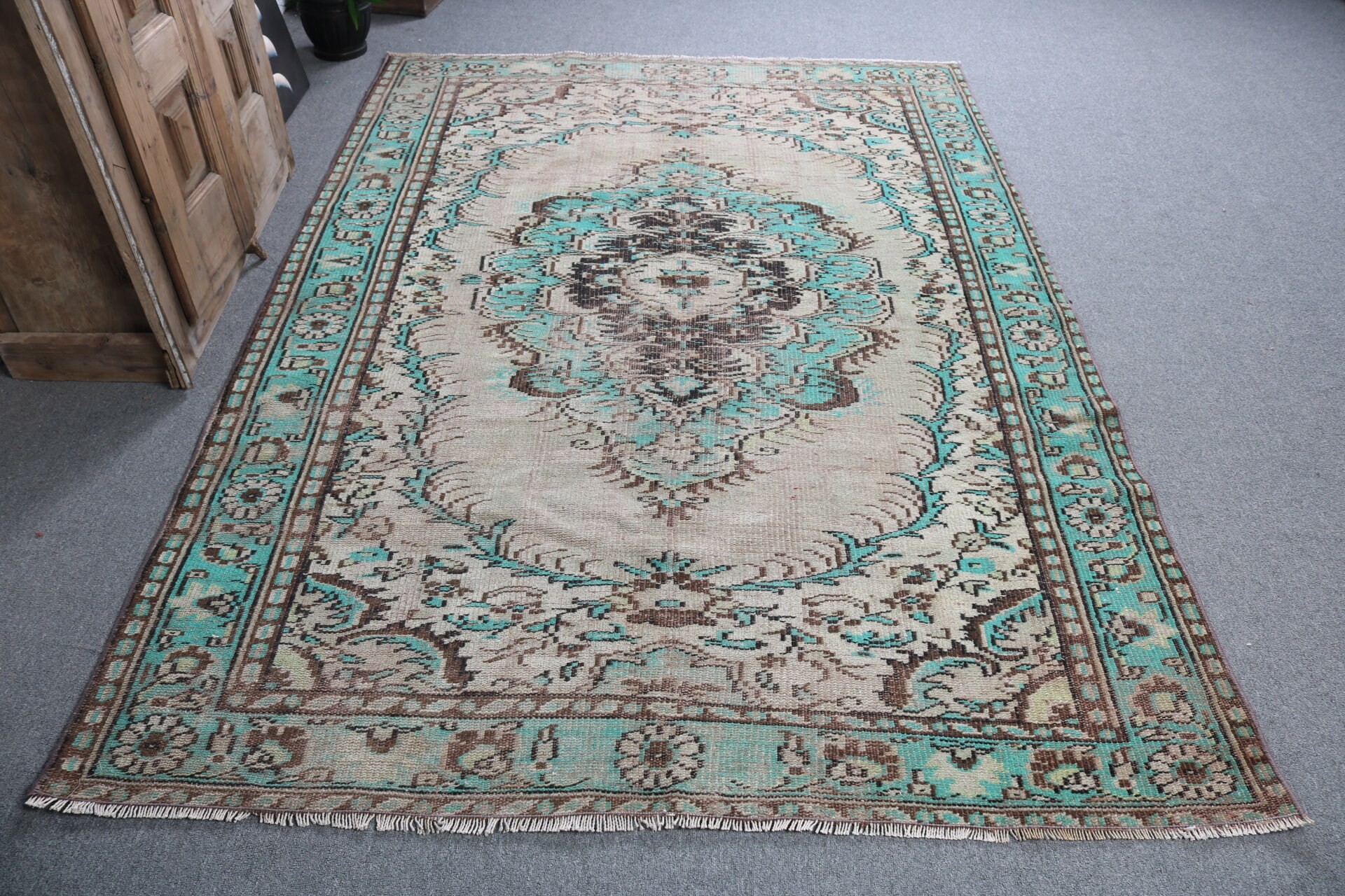 Kahverengi Boho Halı, Vintage Halı, Yatak Odası Halıları, 5.4x8 ft Büyük Halılar, El Dokuma Halılar, Türk Halıları, Havalı Halılar, Büyük Boho Halı, Egzotik Halılar