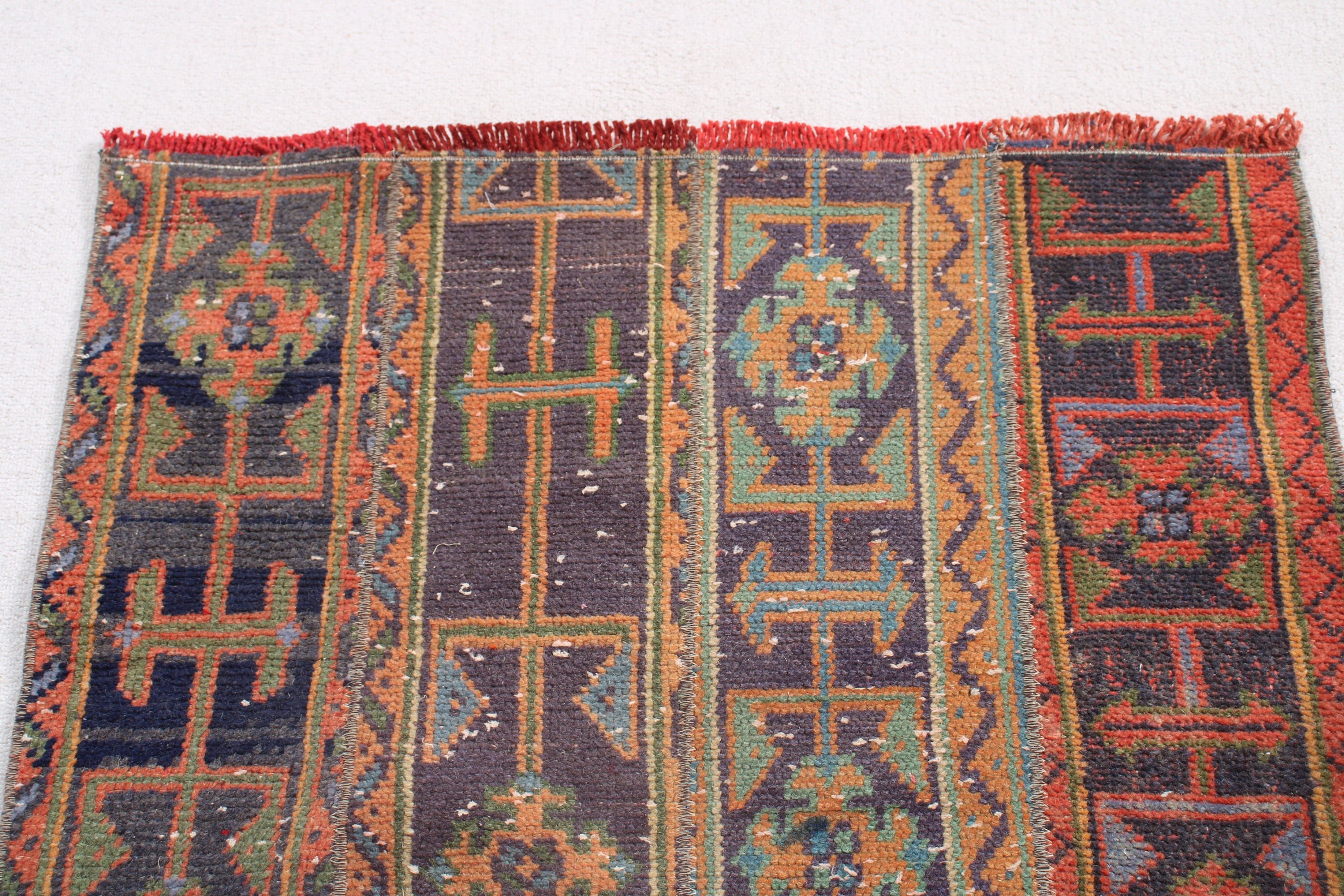 Küçük Alan Halısı, El Dokuma Halılar, Yatak Odası Halıları, 2,7x3,6 ft Küçük Halı, Boho Halı, Vintage Halı, Türk Halısı, Turuncu Geometrik Halılar