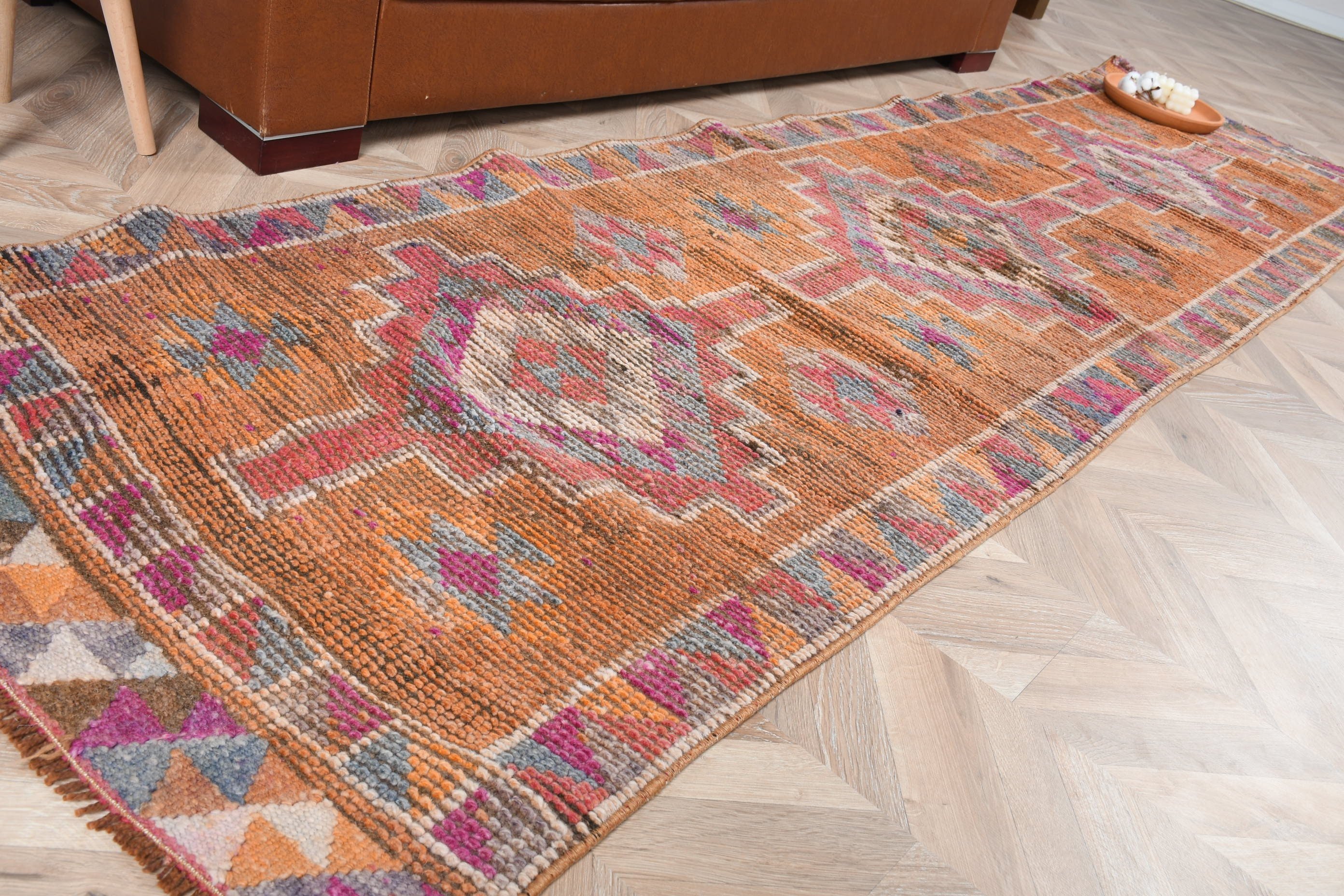 Türk Halısı, Ev Dekorasyonu Halısı, Sanat Halısı, Yer Halısı, Merdiven Halıları, Merdiven Halıları, 2.8x10.2 ft Runner Halısı, Turuncu Yer Halıları, Vintage Halılar