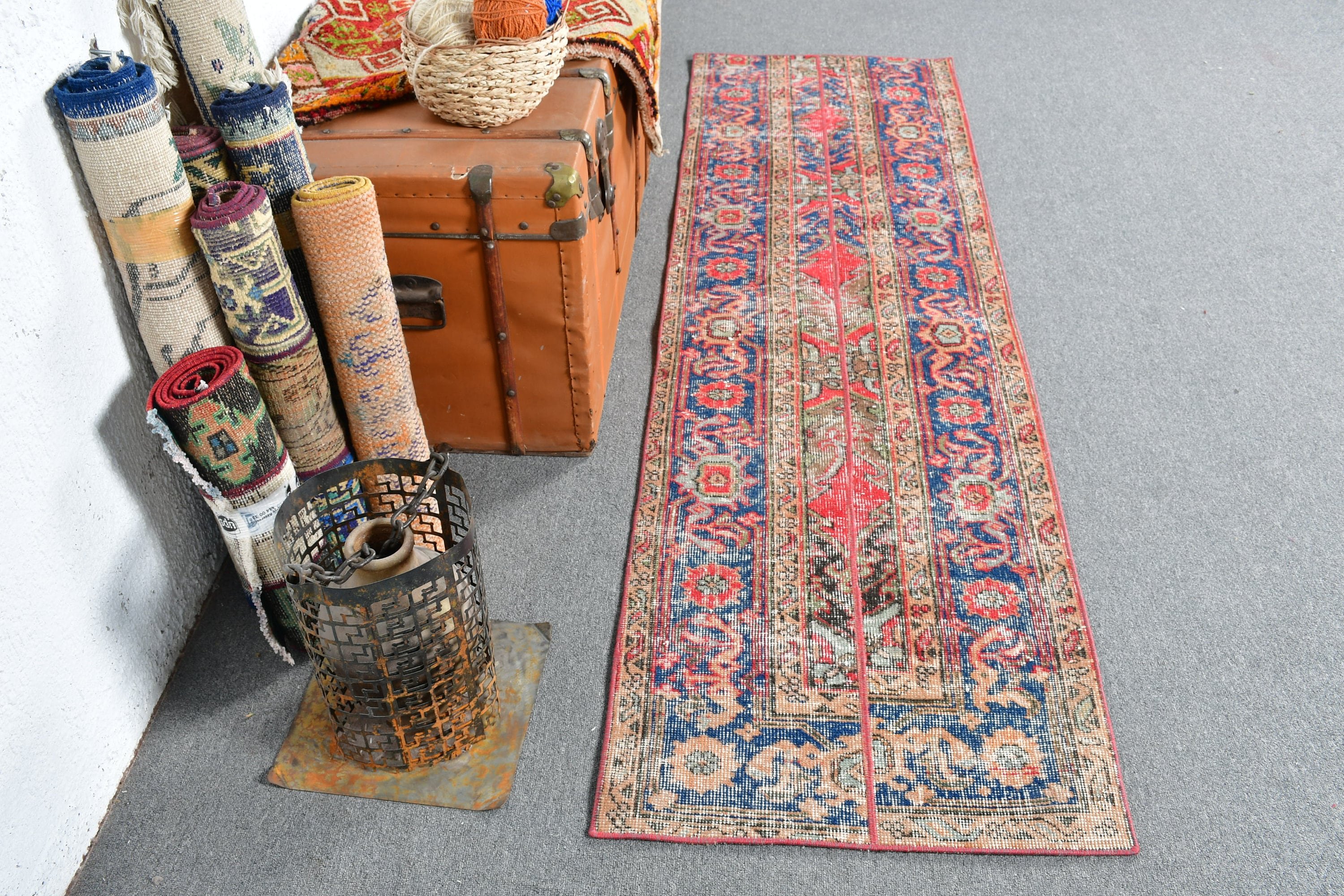 Turkish Rug, Vintage Rug, 2.1x7.3 ft Runner Rug, Oriental Rug, Kitchen Rug, Stair Rug, Vintage Decor Rug, Rugs for Stair, Red Floor Rugs