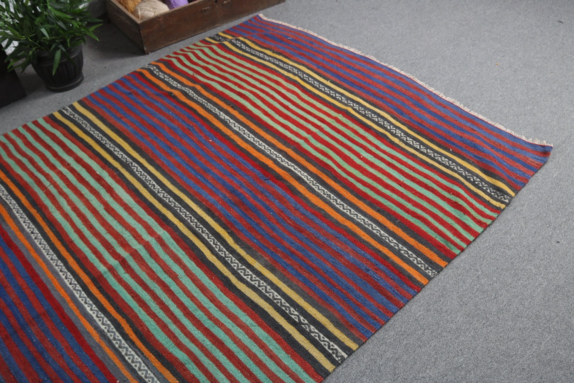 Vintage Halı, 5x11 ft Büyük Halı, Mor Geometrik Halılar, El Dokuma Halılar, Türk Halısı, Büyük Oushak Halıları, Fas Halıları, Salon Halısı, Kilim