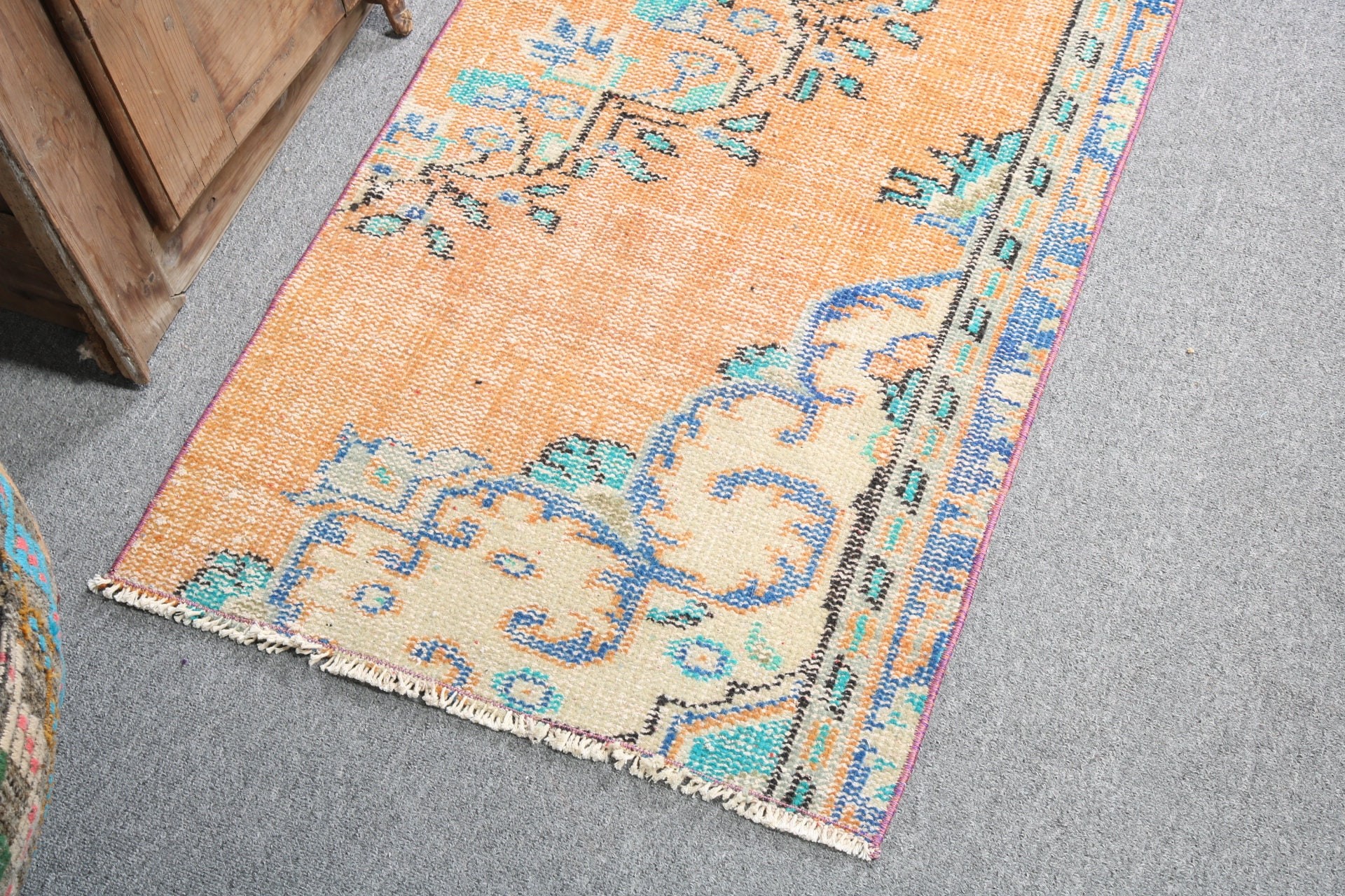 Bedroom Rugs, Oushak Rug, Vintage Rug, Neutral Rug, 2x3.5 ft Small Rugs, Door Mat Rugs, Turkish Rug, Orange Luxury Rug, Bath Mat Cute Rugs