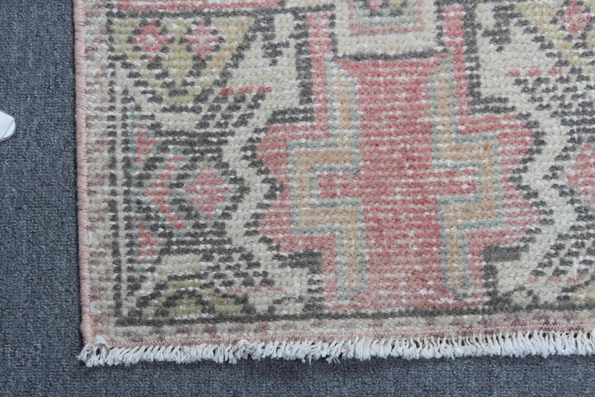 1.5x2.9 ft Küçük Halı, Duvara Asılı Halılar, Bej Fas Halısı, Vintage Halı, Havalı Halı, Oushak Halıları, Mutfak Halısı, Türk Halısı, Parlak Halılar